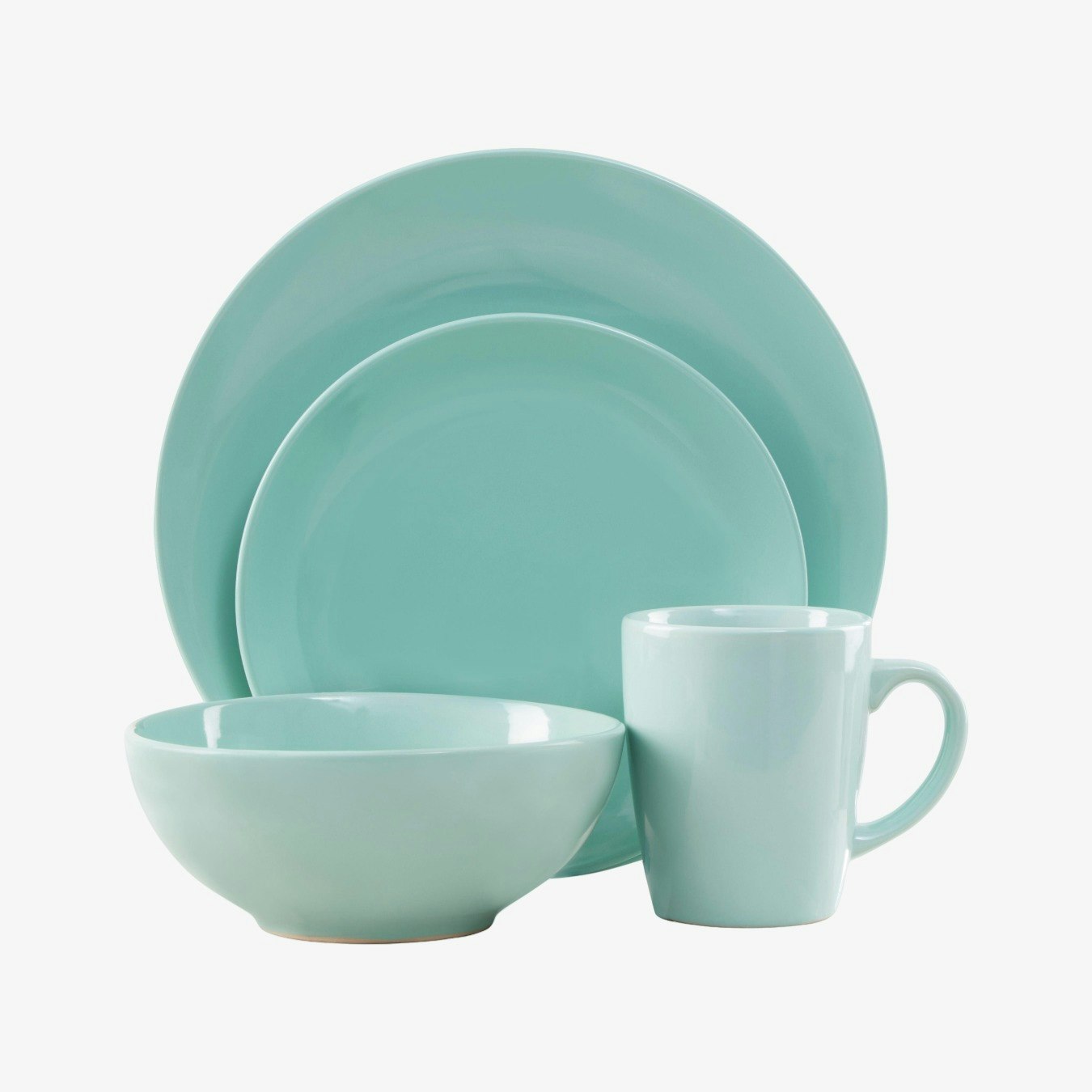 Stoneware Dinner Set - Green - 16-Piece Set by Fifty Five South