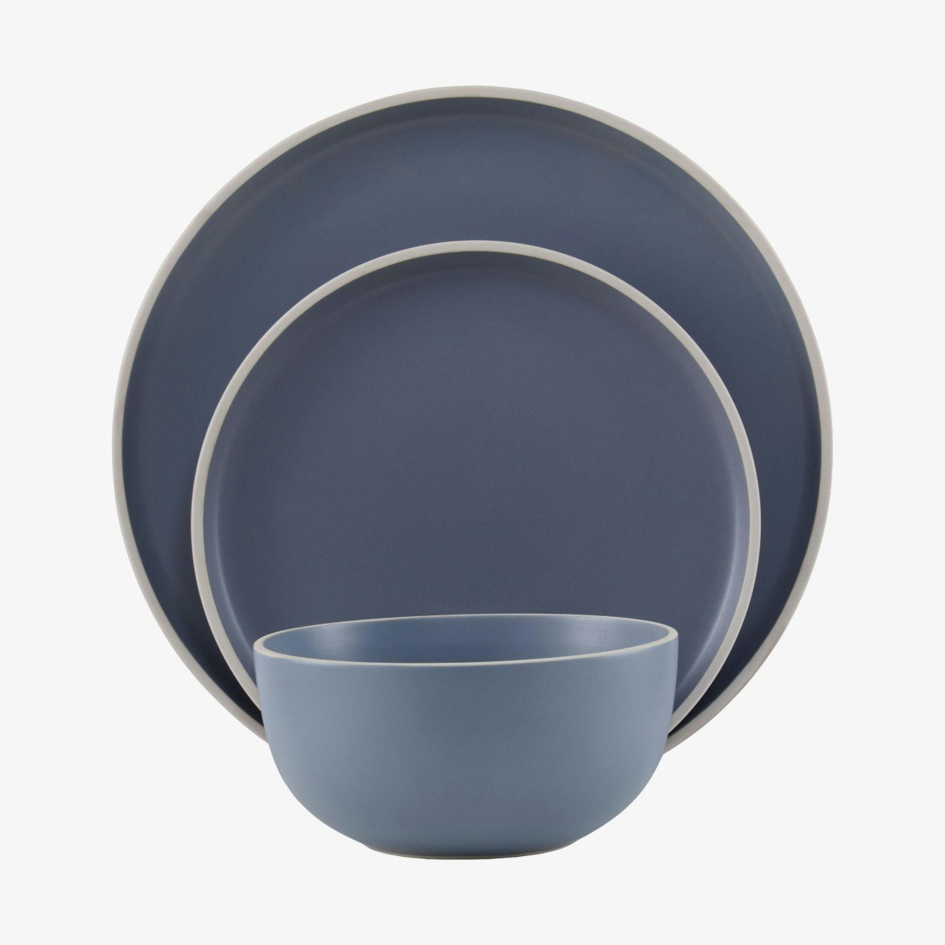 Stoneware Dinner Set - Blue - 12-Piece Set by Fifty Five South