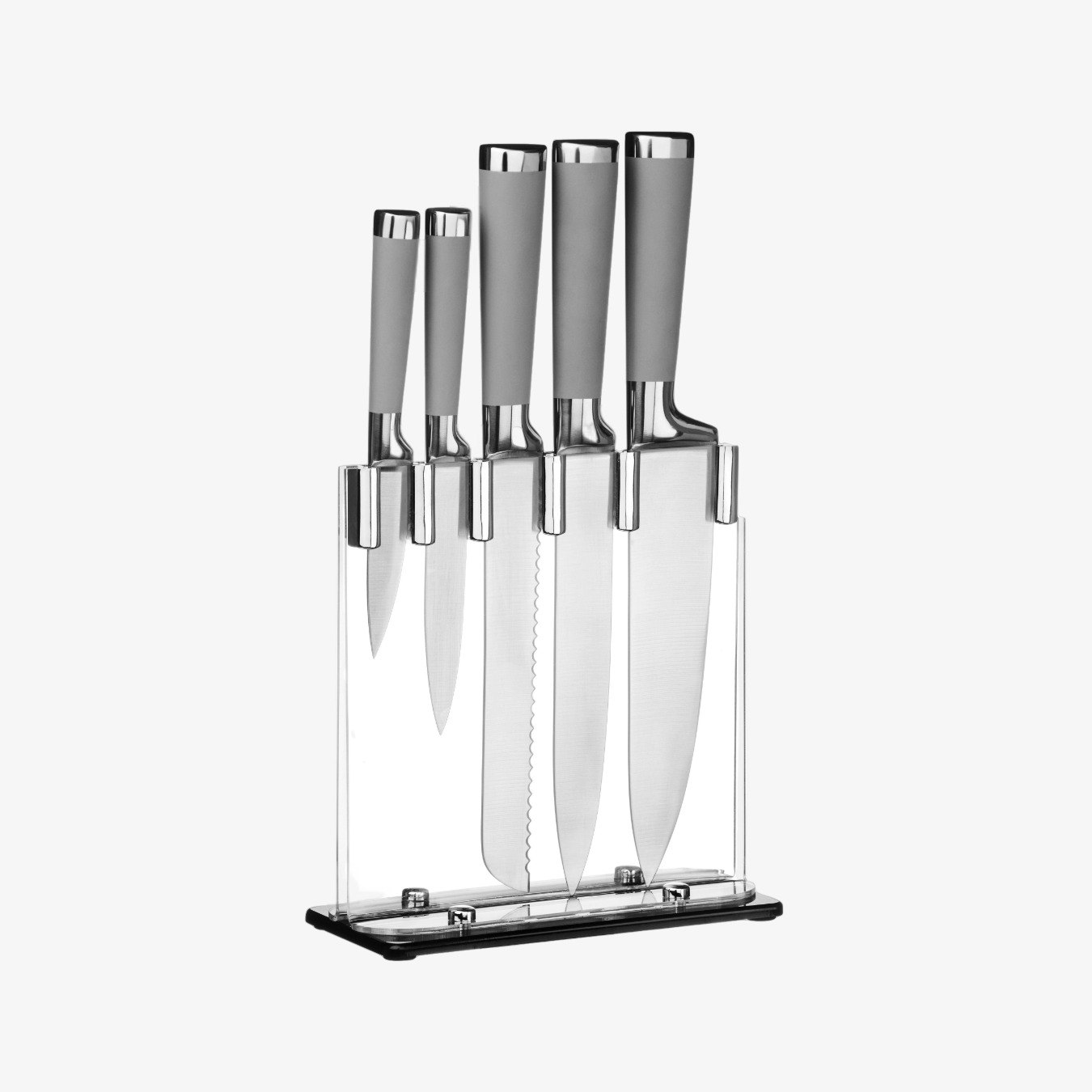Knife Set with Block - Grey / Black by Fifty Five South