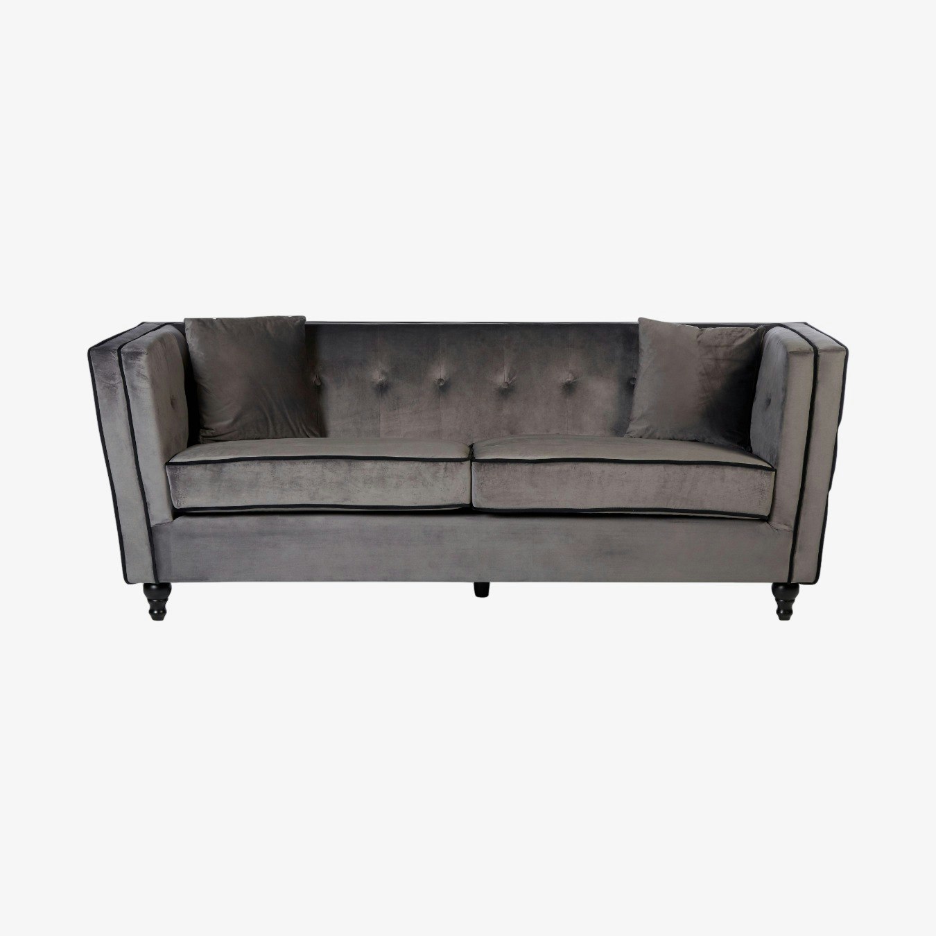 Ferris 3-Seat Sofa - Grey Velvet / Black by Fifty Five South