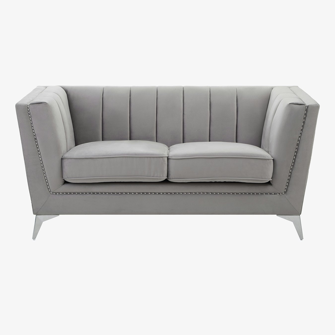 Hansa 2-Seat Sofa - Grey Velvet / Chrome Legs by Fifty Five South