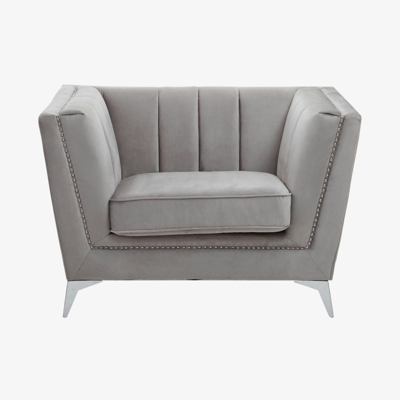 Hansa Arm Chair - Grey Velvet / Chrome by Fifty Five South