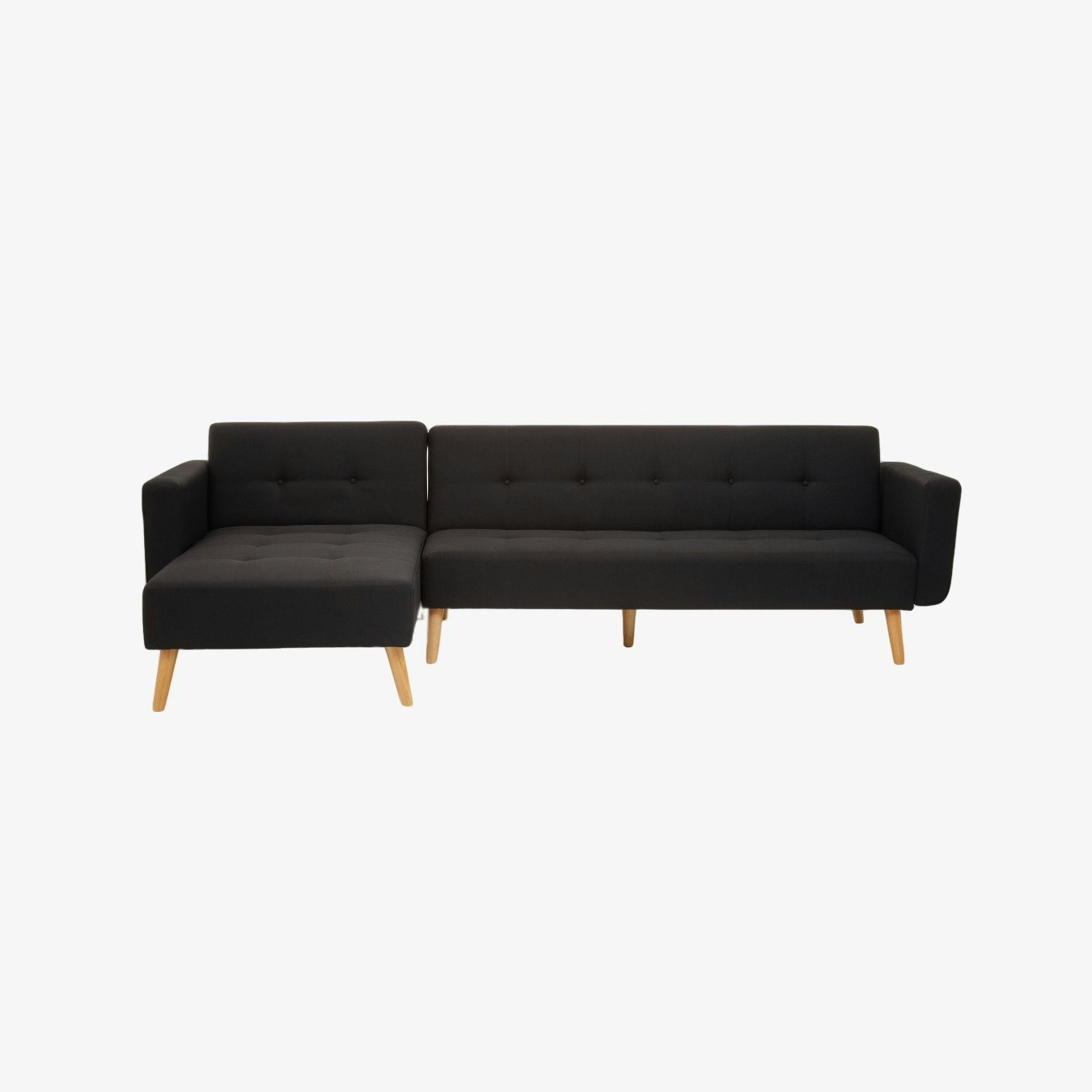 Hagen Sofa Bed - Black Velvet / Oak by Fifty Five South