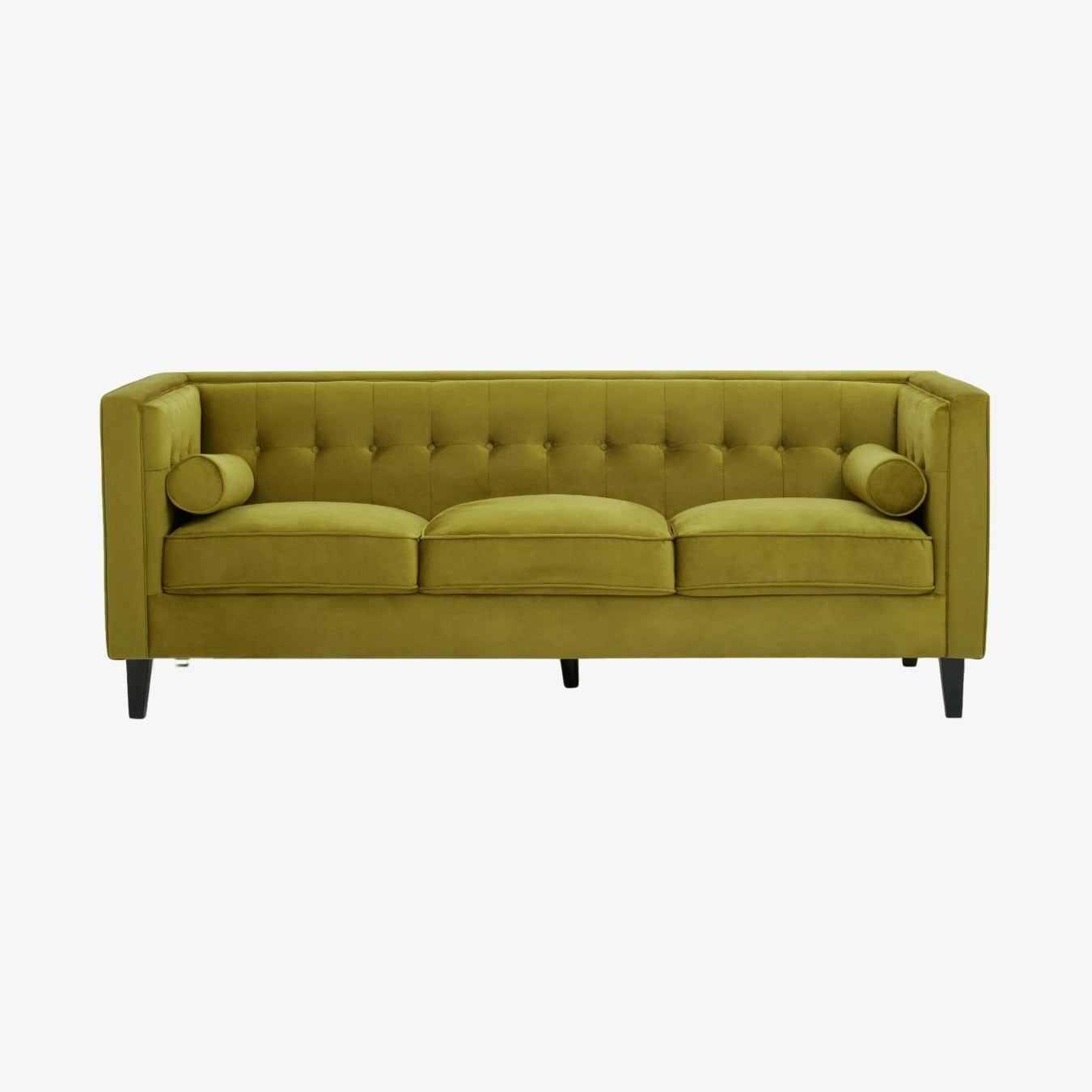 Helia 3-Seat Sofa - Olive Velvet / Black Oak by Fifty Five South