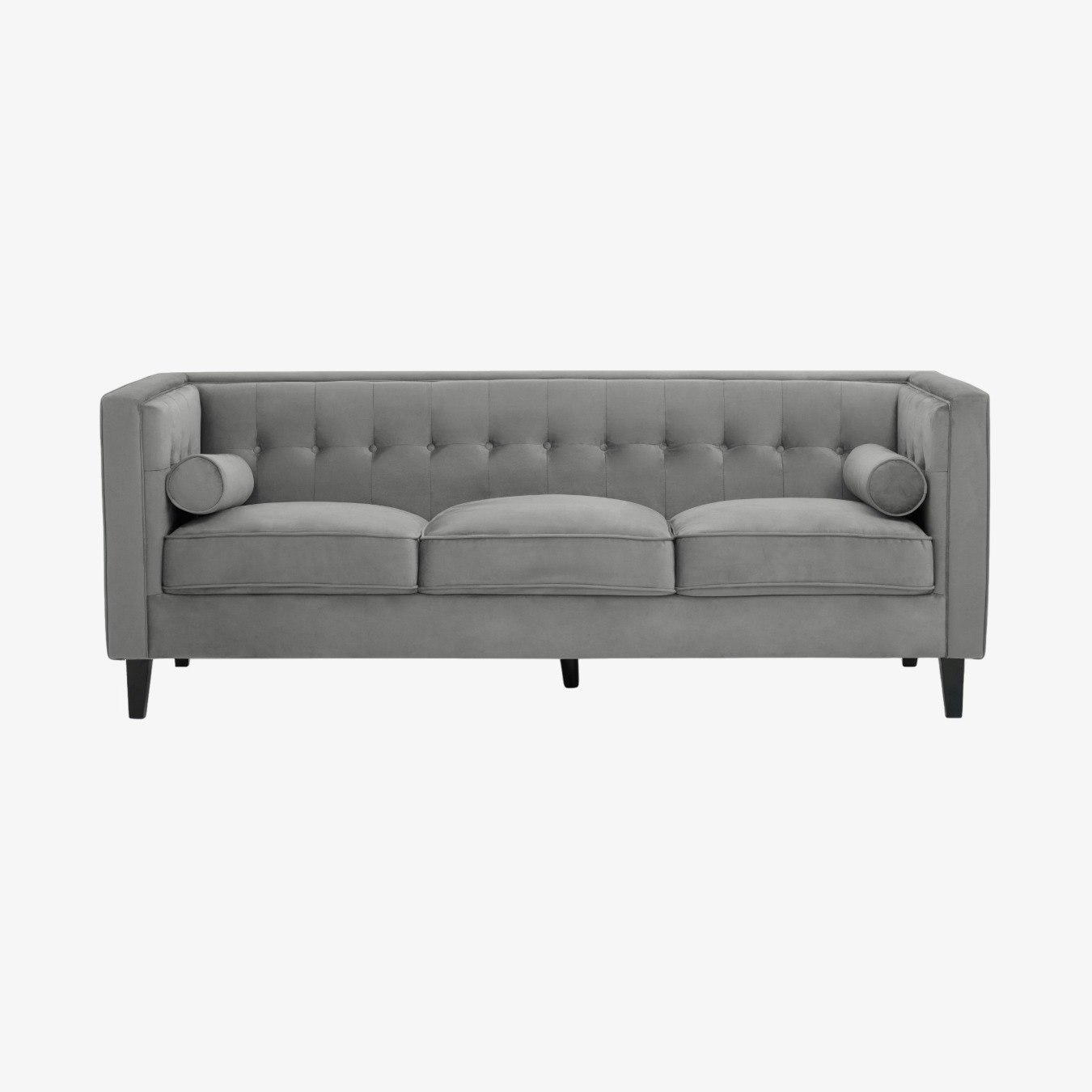 Helia 3-Seat Sofa - Grey Velvet / Black Oak by Fifty Five South