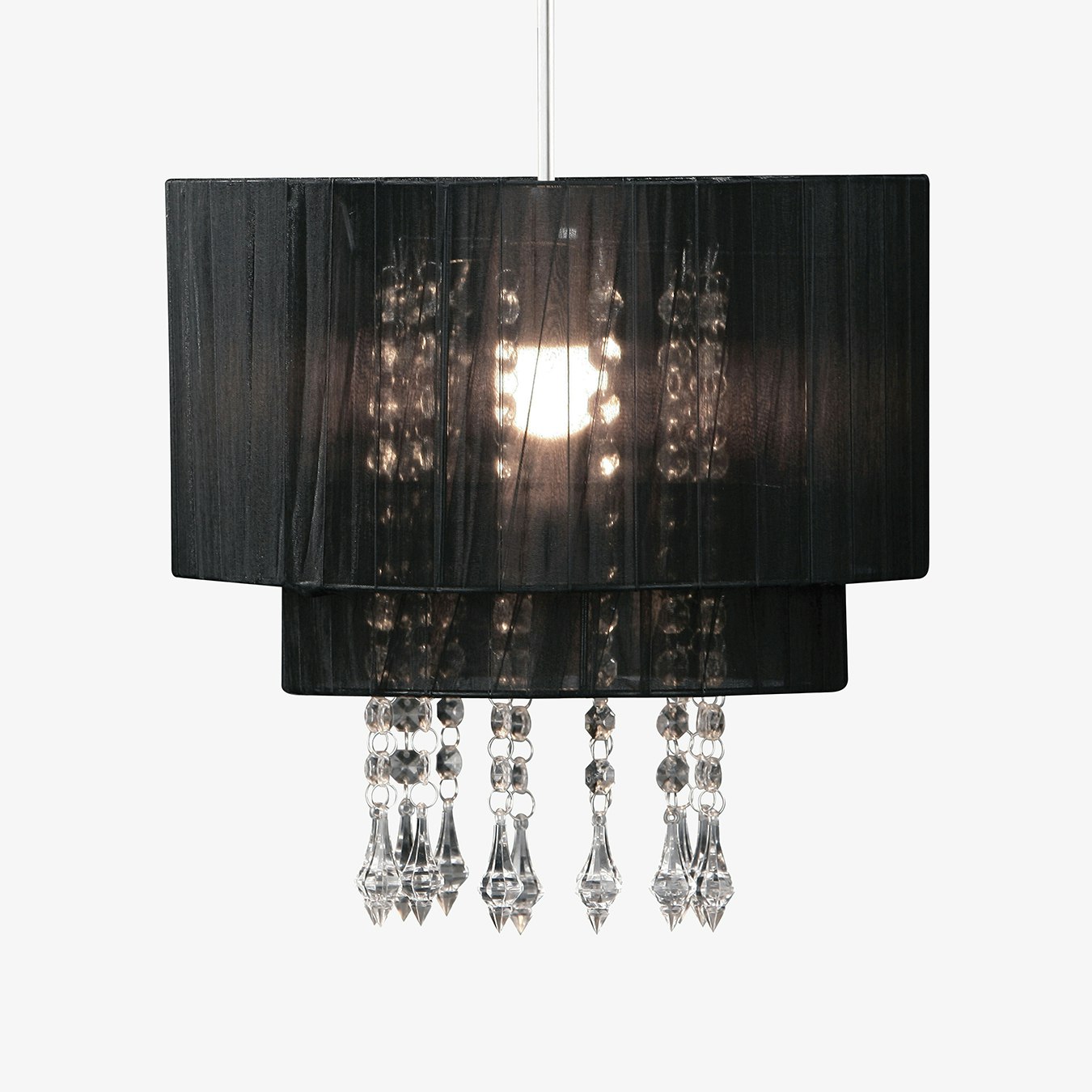 Riband Beaded Pendant Shade - Black Voile by Fifty Five South
