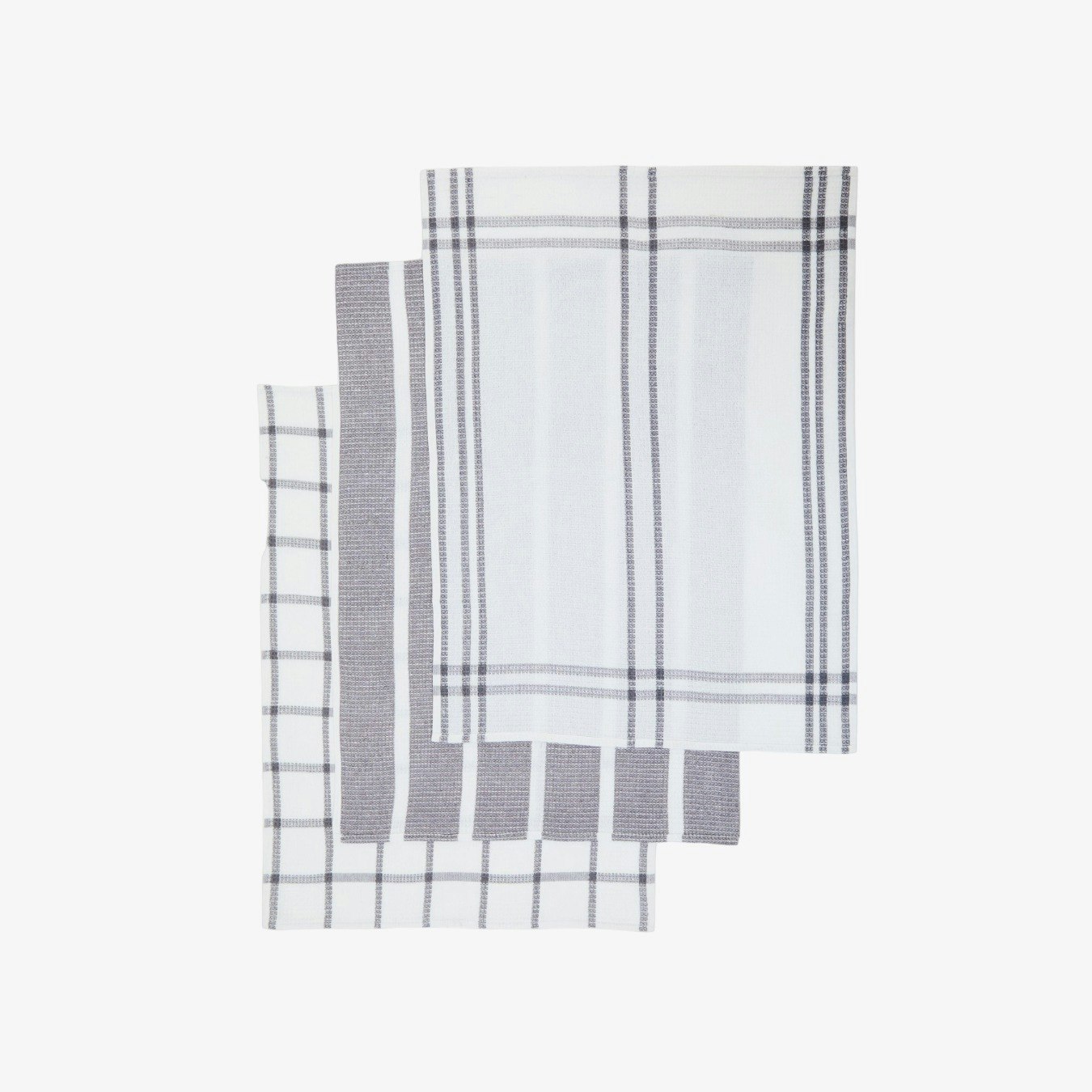 Doro Cotton Waffle Tea Towels - Grey / White - Set of 3 by Fifty Five South