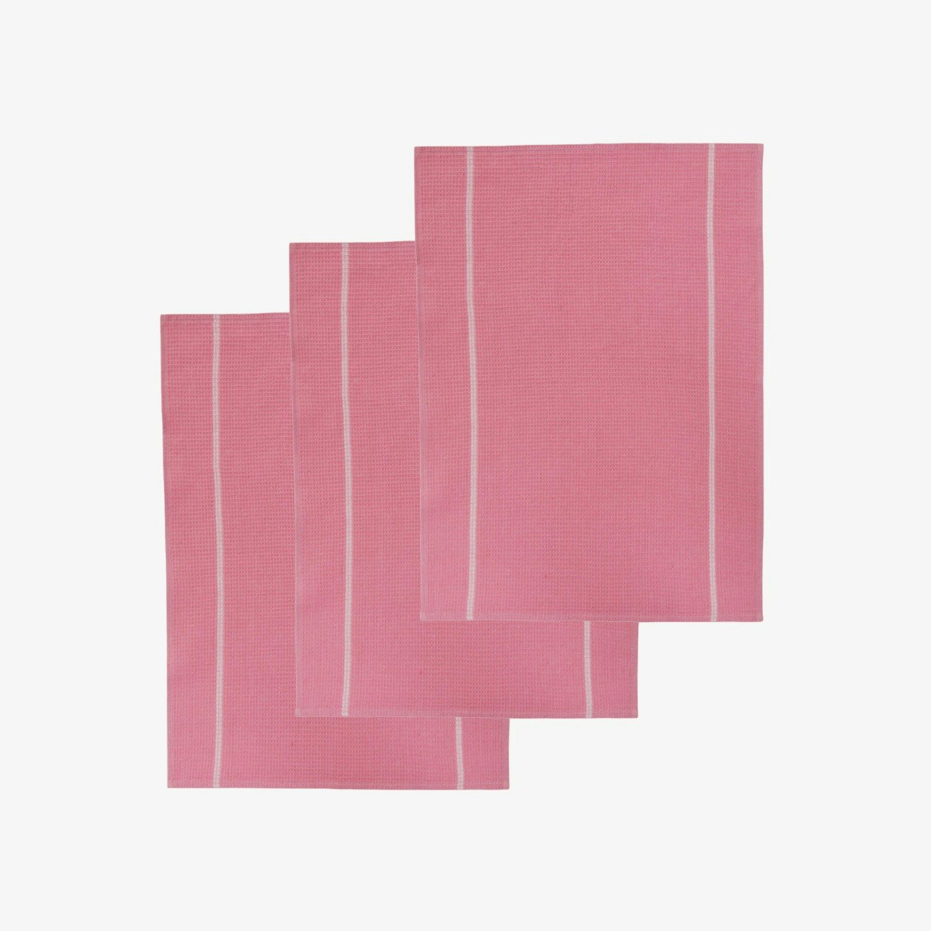 Doro Cotton Waffle Tea Towels - Pink / White - Set of 3 by Fifty Five South