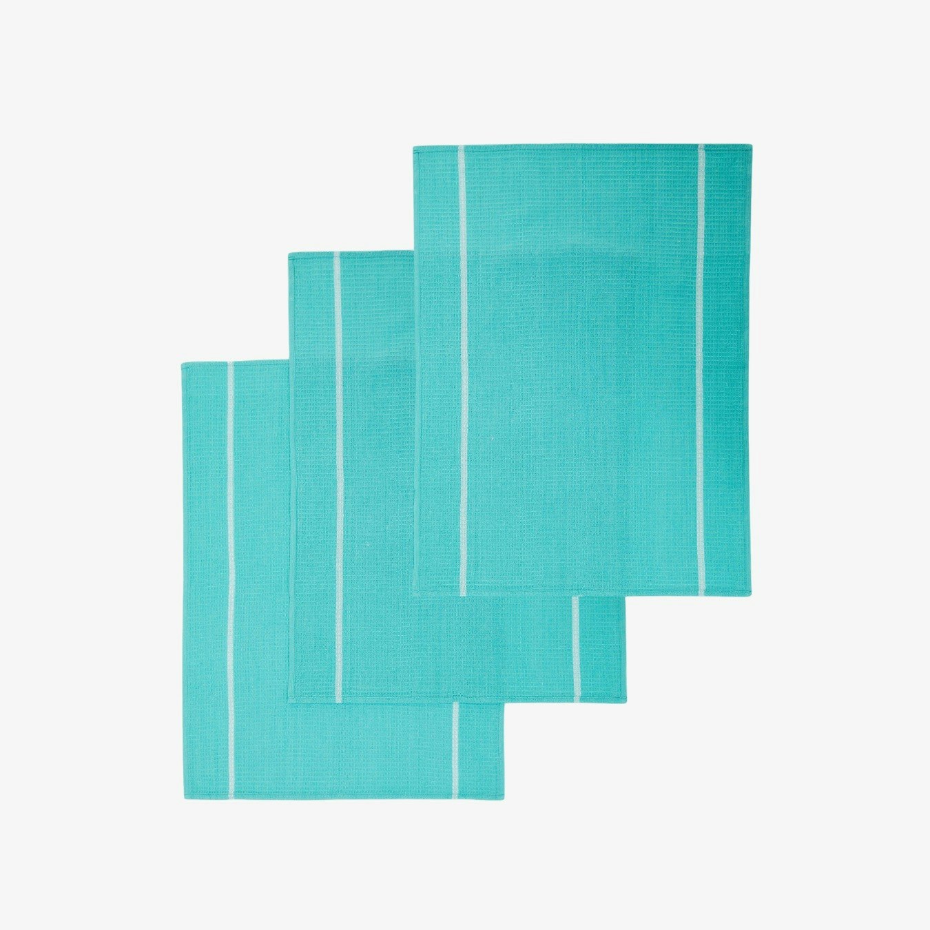 Doro Cotton Waffle Tea Towels - Green / White - Set of 3 by Fifty Five South