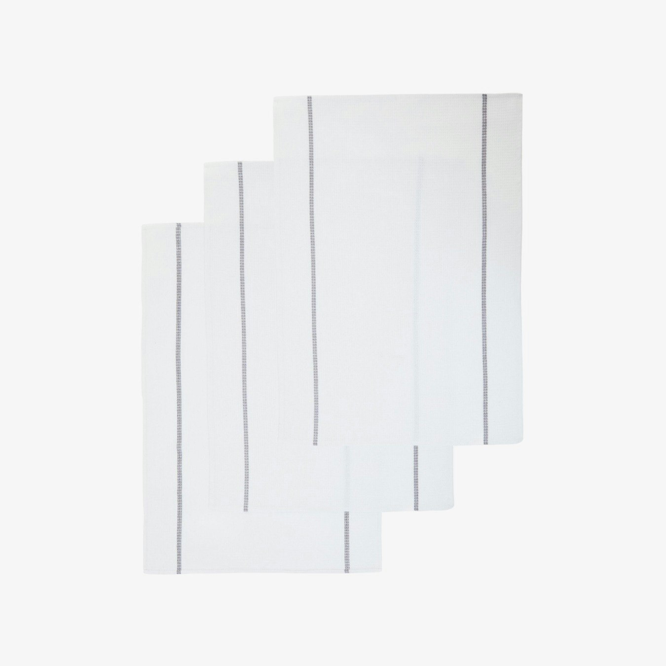 Doro Cotton Waffle Tea Towels - White / Grey - Set of 3 by Fifty Five South
