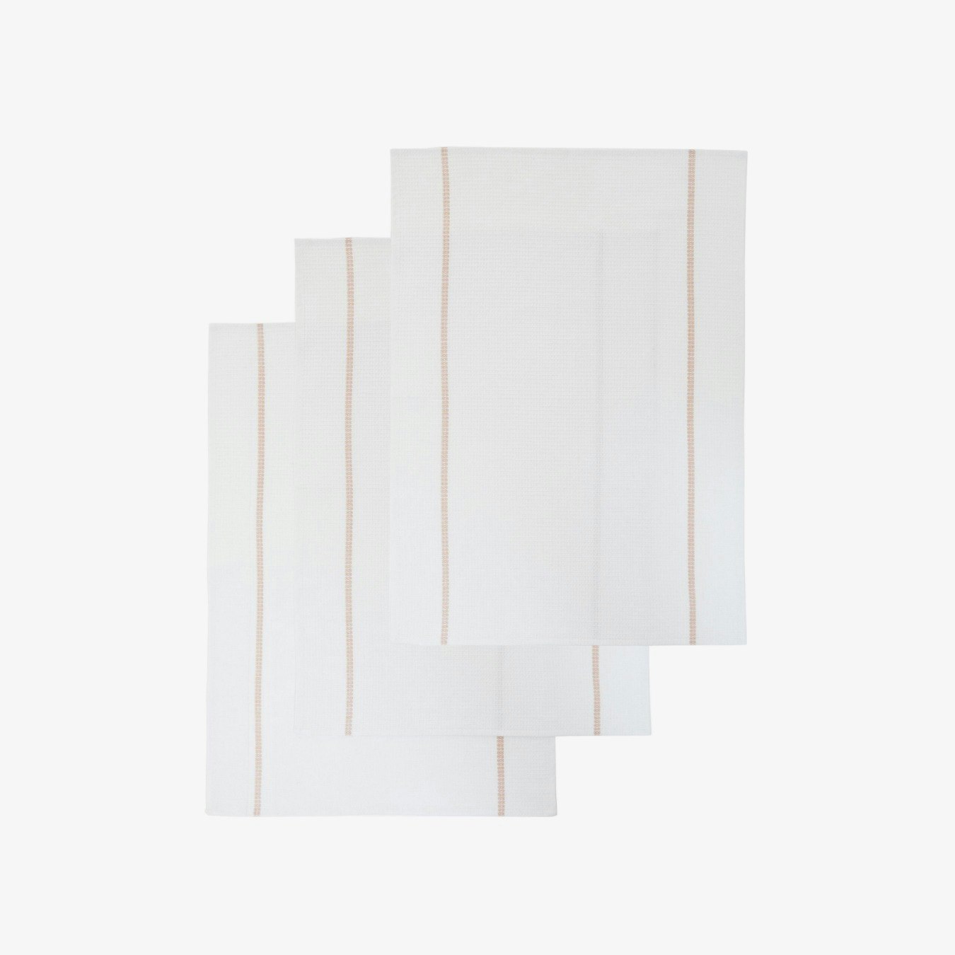 Doro Cotton Waffle Tea Towels - White / Almond - Set of 3 by Fifty Five South