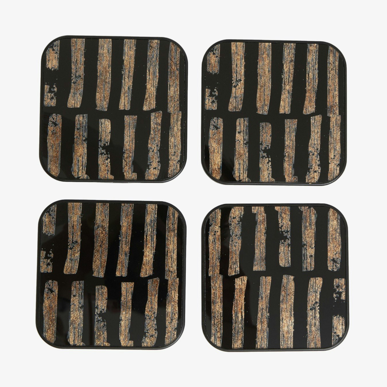 Celina Square Coasters - Black / Gold - Set of 4 by Fifty Five South