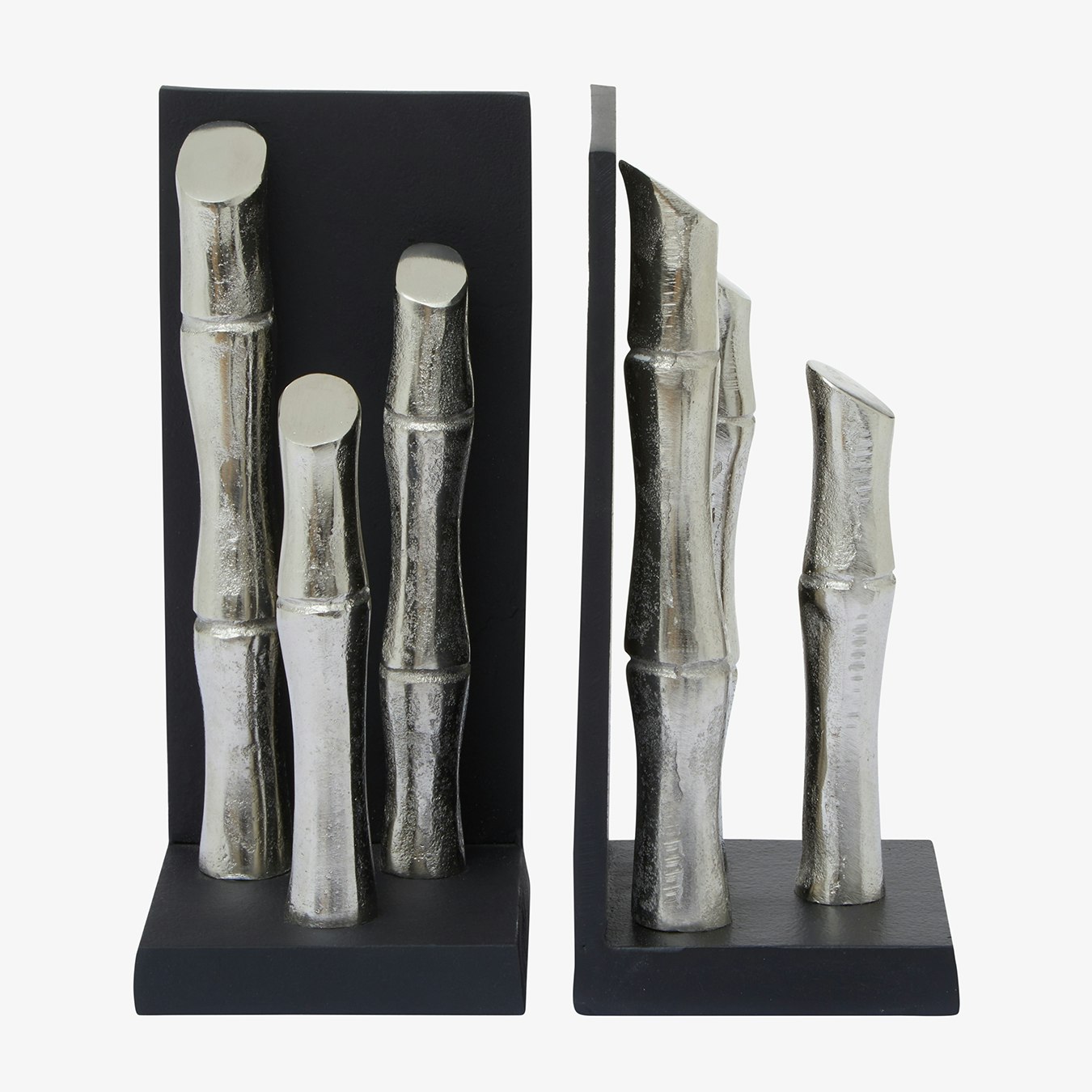 Hiba Bookends - Bamboo Effect / Silver - Set of 2 by Fifty Five South