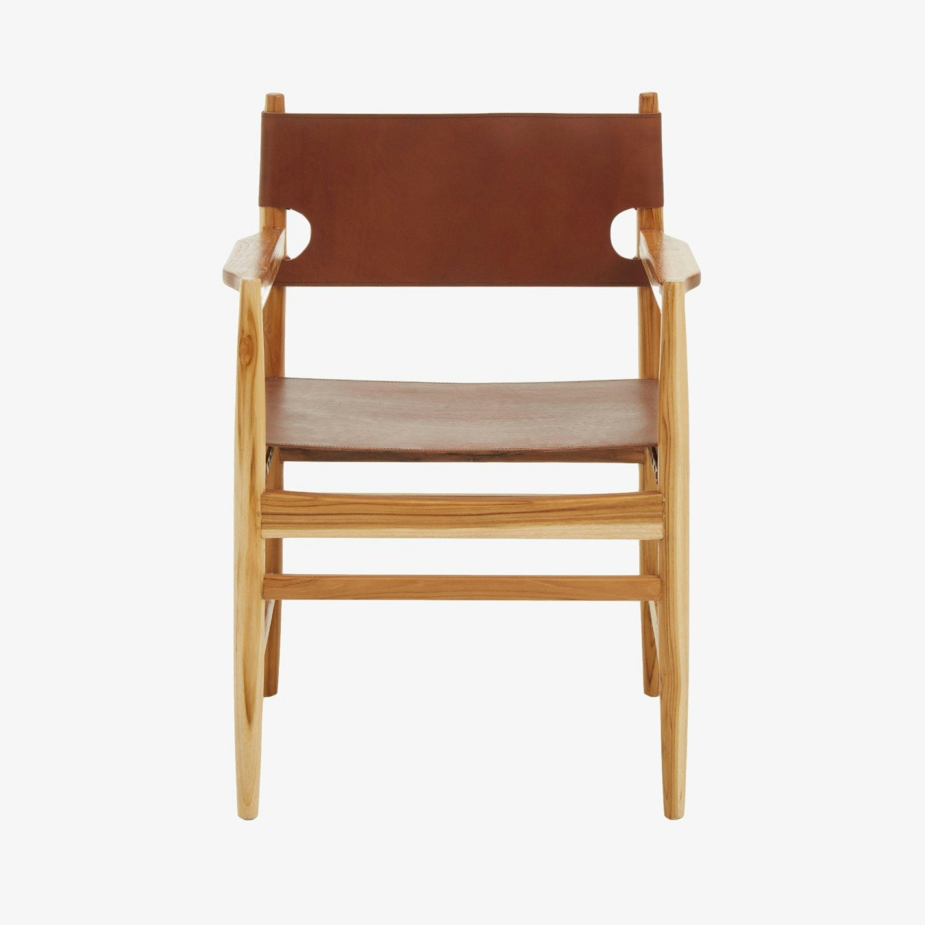 Kendair Chair - Natural Teak Wood / Antique Leather by Fifty Five South