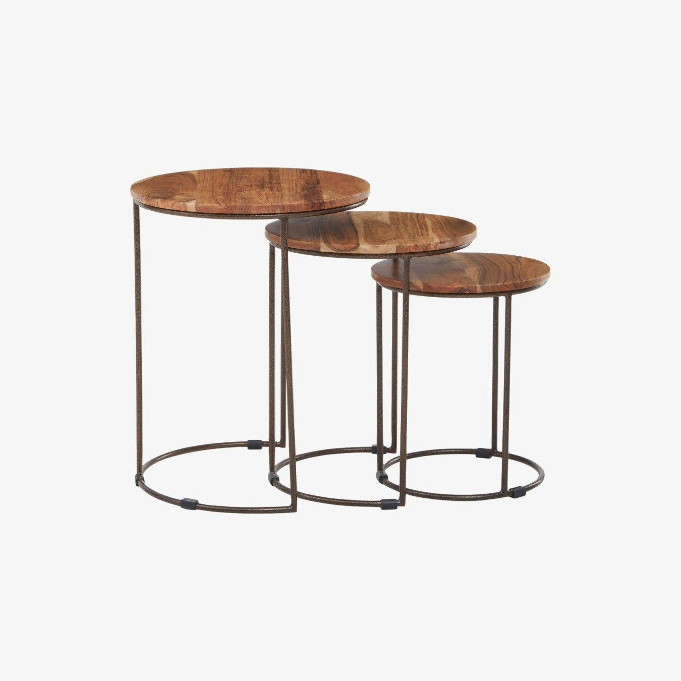 Boho Acacia Wood Nesting Tables - Set of 3 by Fifty Five South