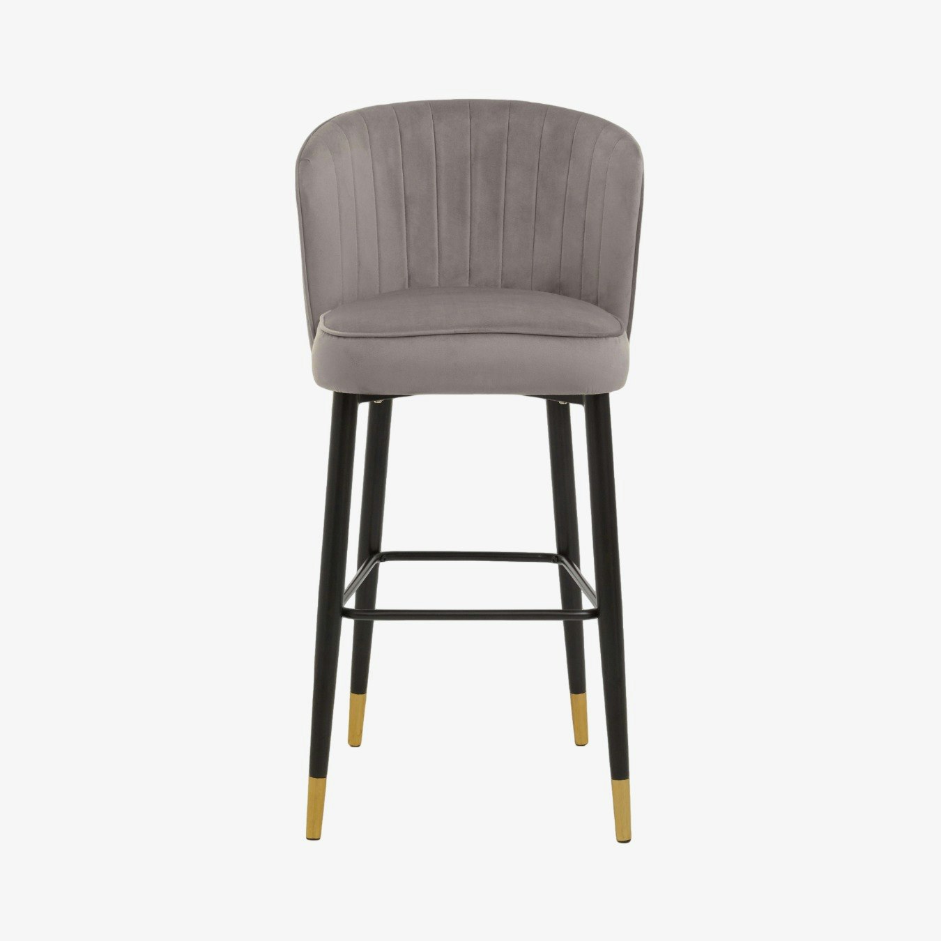 Vieste Bar Chair - Grey Velvet / Black Metal / Gold by Fifty Five South