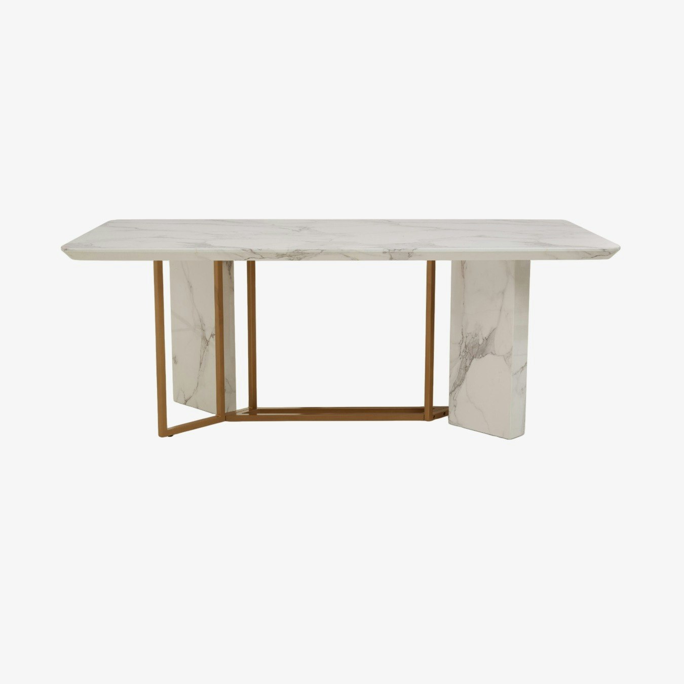 Vieste Rectangle Dining Table - White Marble / Gold by Fifty Five South
