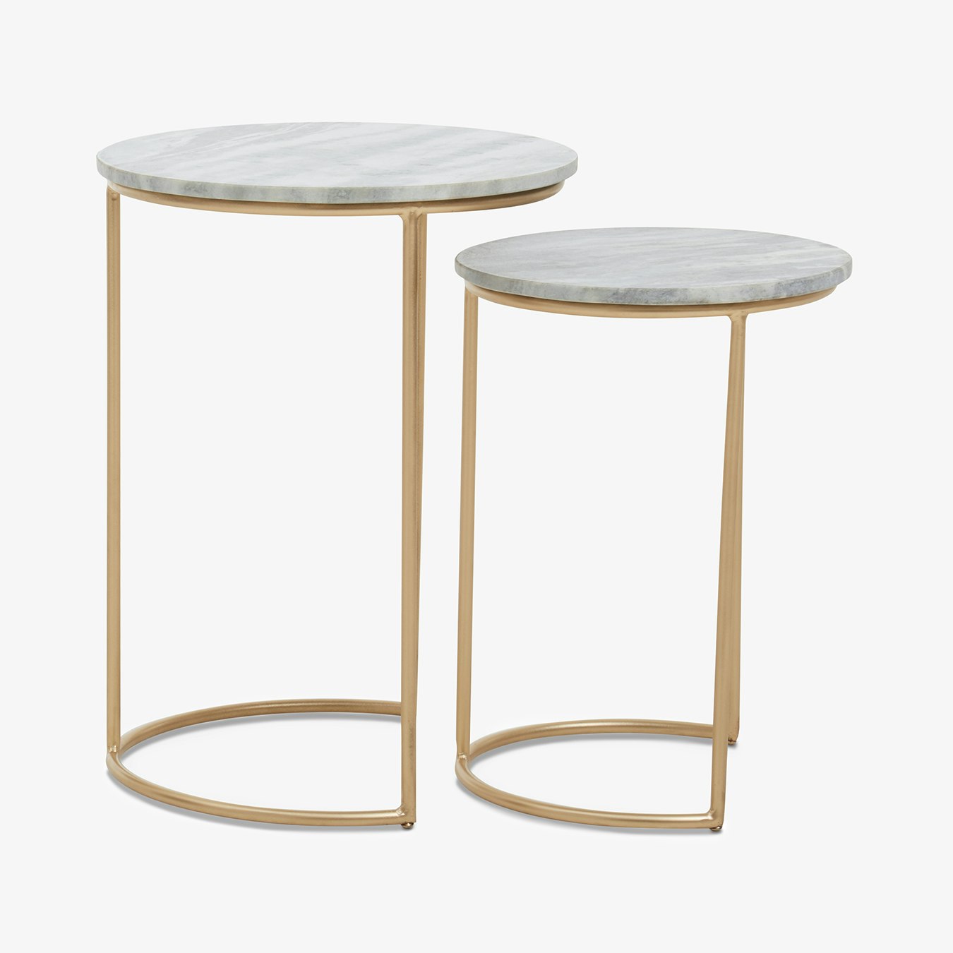 Mandoli Nesting Side Tables - Natural Marble / Gold - Set of 2 by Fifty Five South