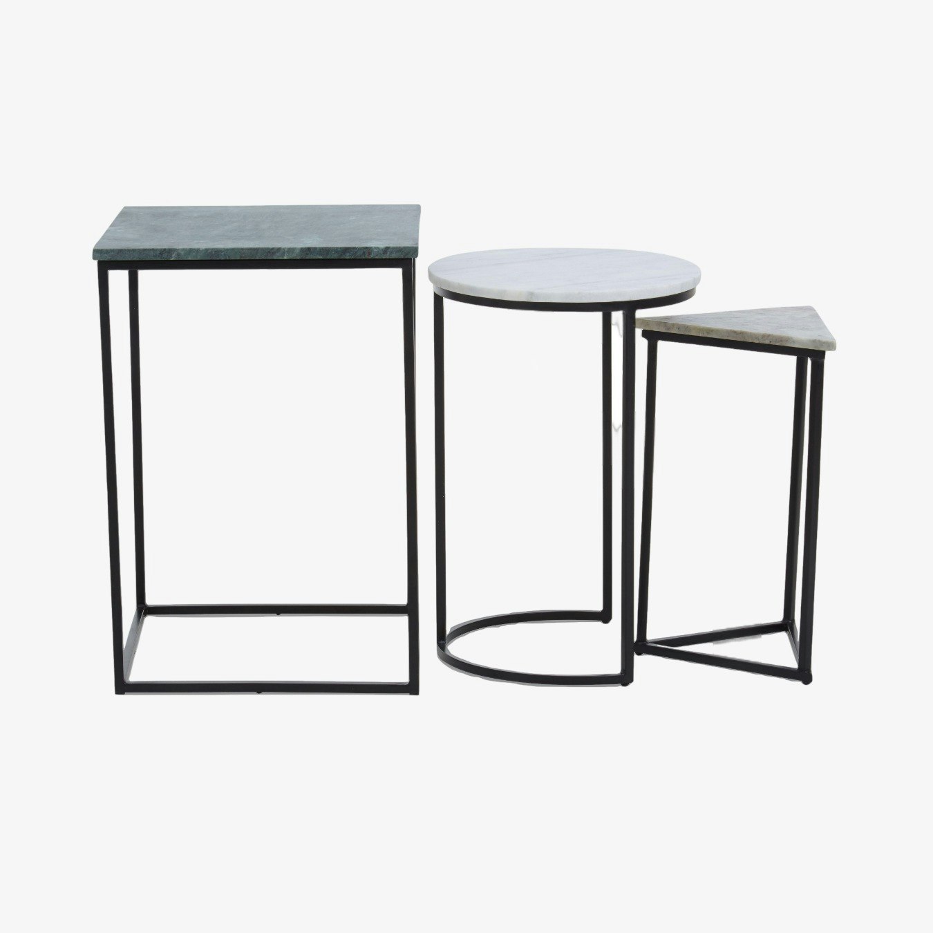 Mandoli Nesting Tables - Assorted Marble / Black - Set of 3 by Fifty Five South