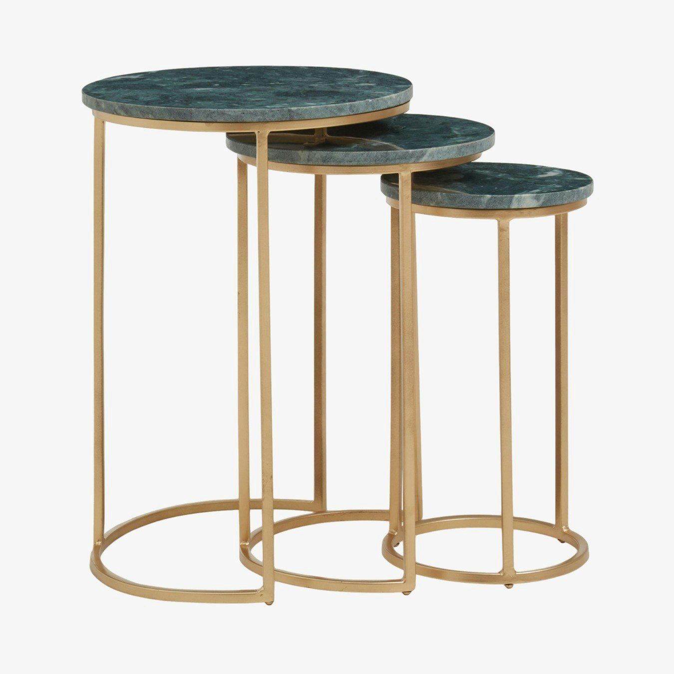 Mandoli Nesting Tables - Green Marble / Gold - Set of 3 by Fifty Five South