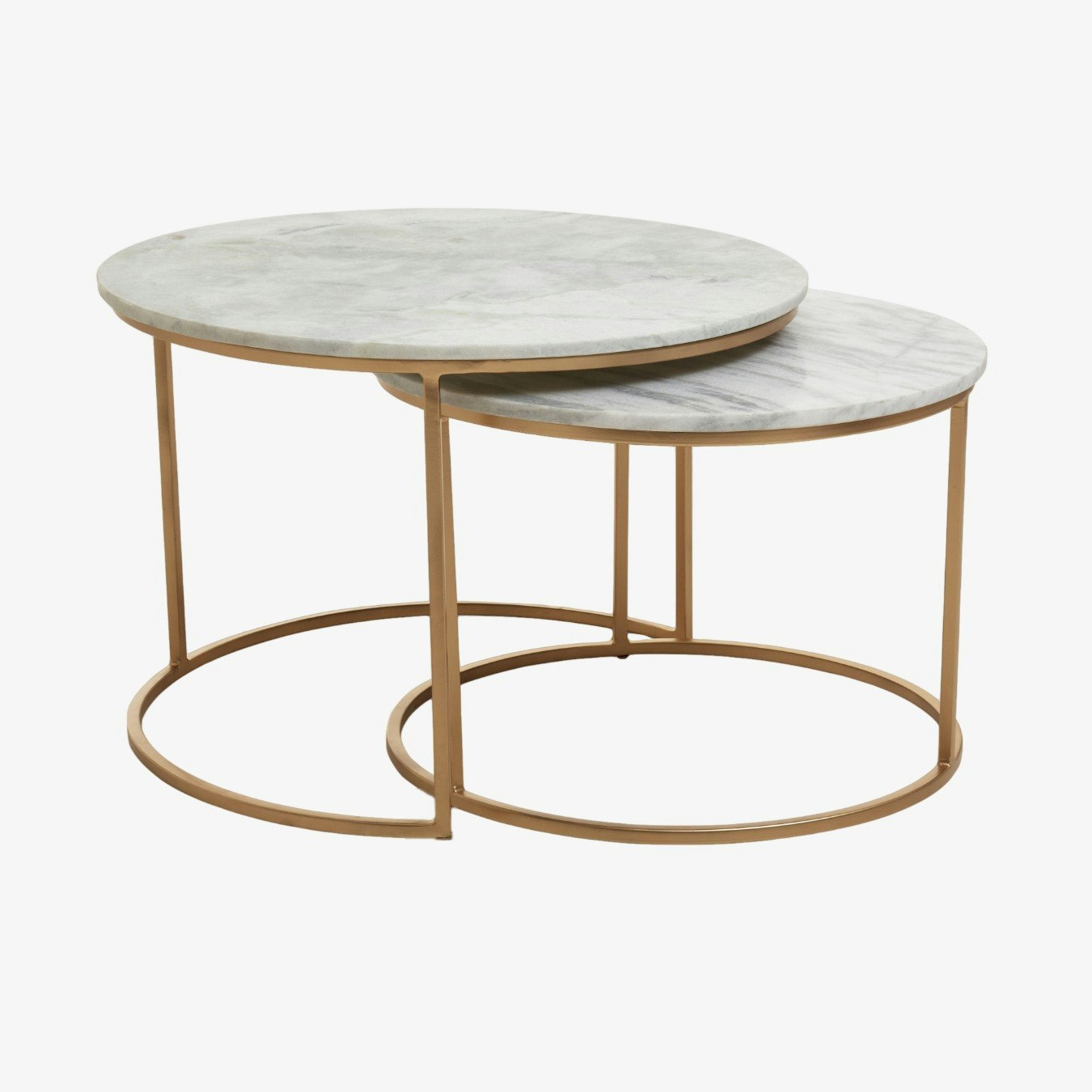 Mandoli Nesting Coffee Tables - White Marble / Gold by Fifty Five South