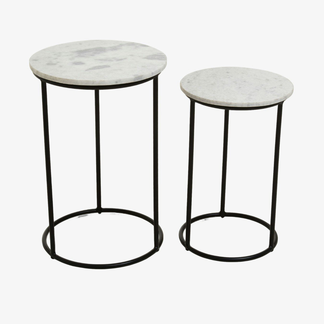 Mandoli Nesting Tables - White Marble / Black - Set of 2 by Fifty Five South
