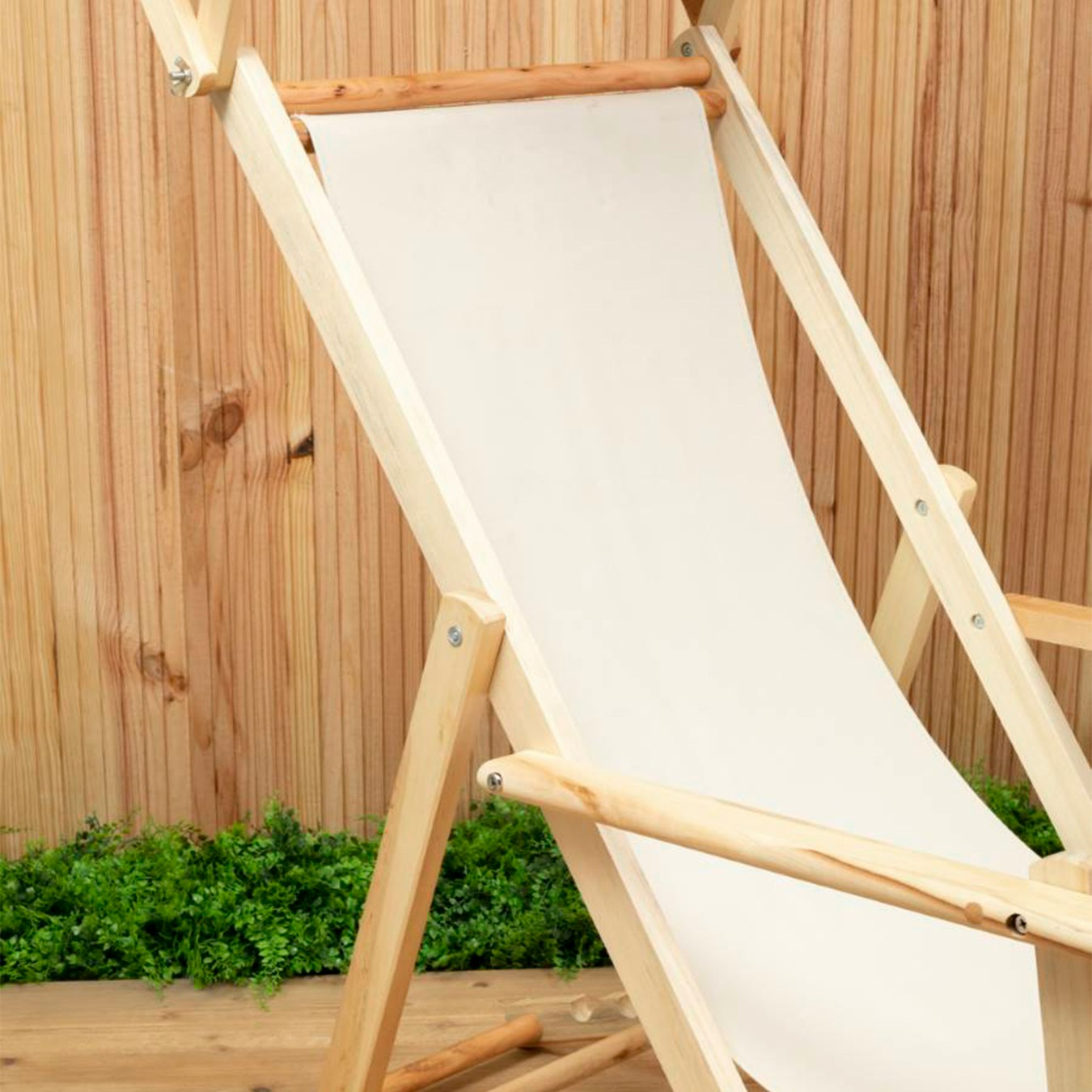 Beauport Weather Proof Lounger - Cream / Natural Wood by Fifty Five South