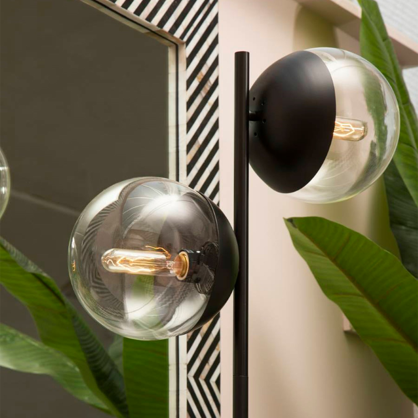 Revive 2-Light Floor Lamp - Black Metal / White Marble by Fifty Five South