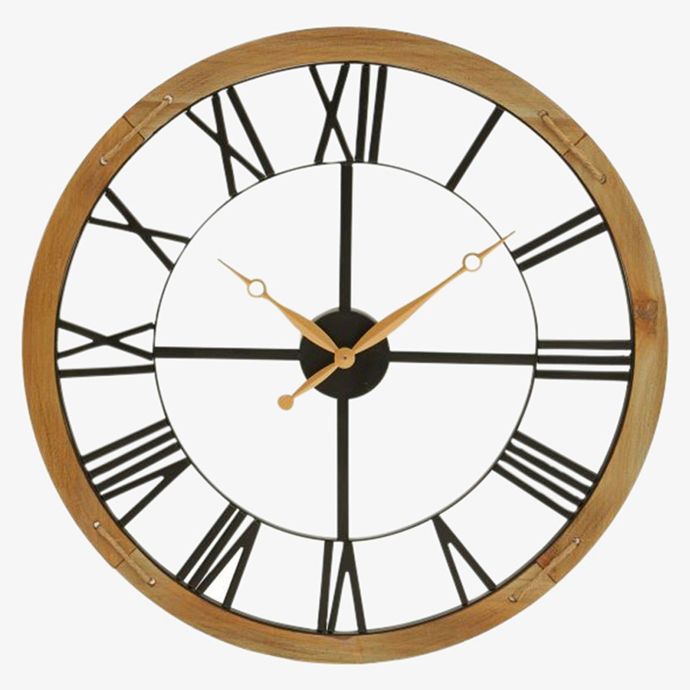 Vitus Round Wall Clock - Black / Natural Wood by Fifty Five South