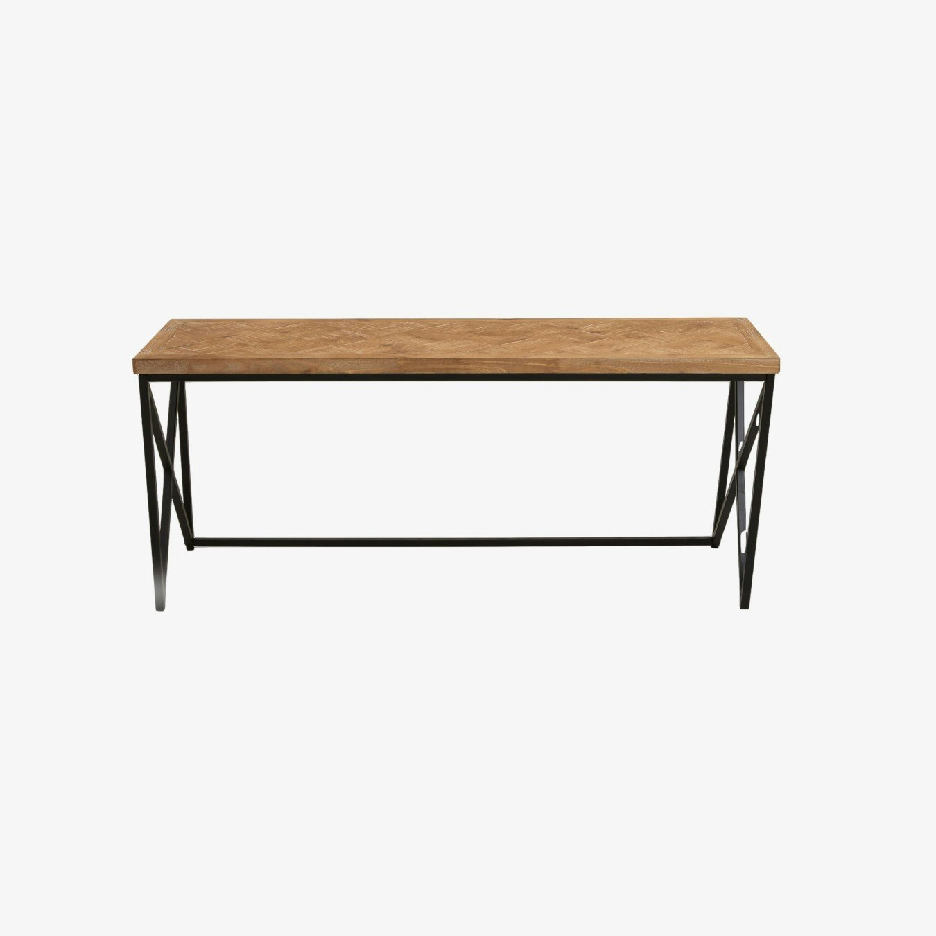 Kickford Coffee Table - Natural Parquet Top / Black Iron by Fifty Five South