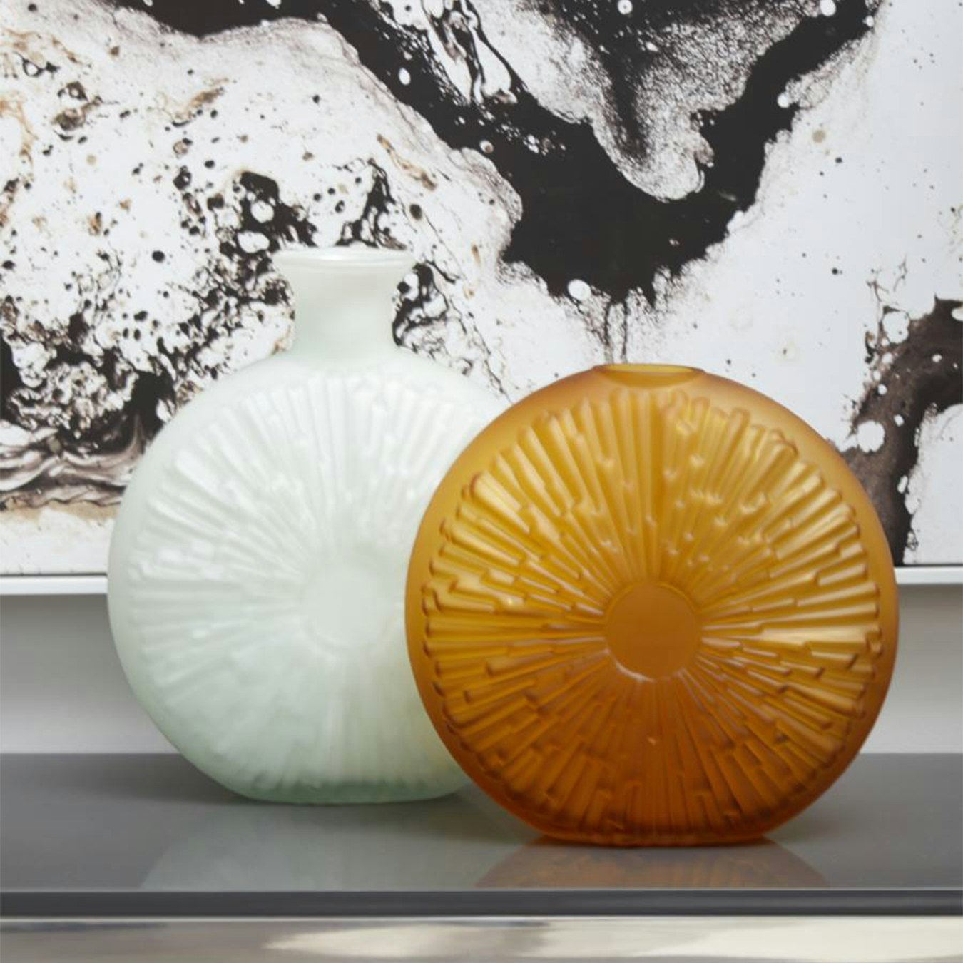 HaRound Sunburst Cut Glass Vase - Amber by Fifty Five South
