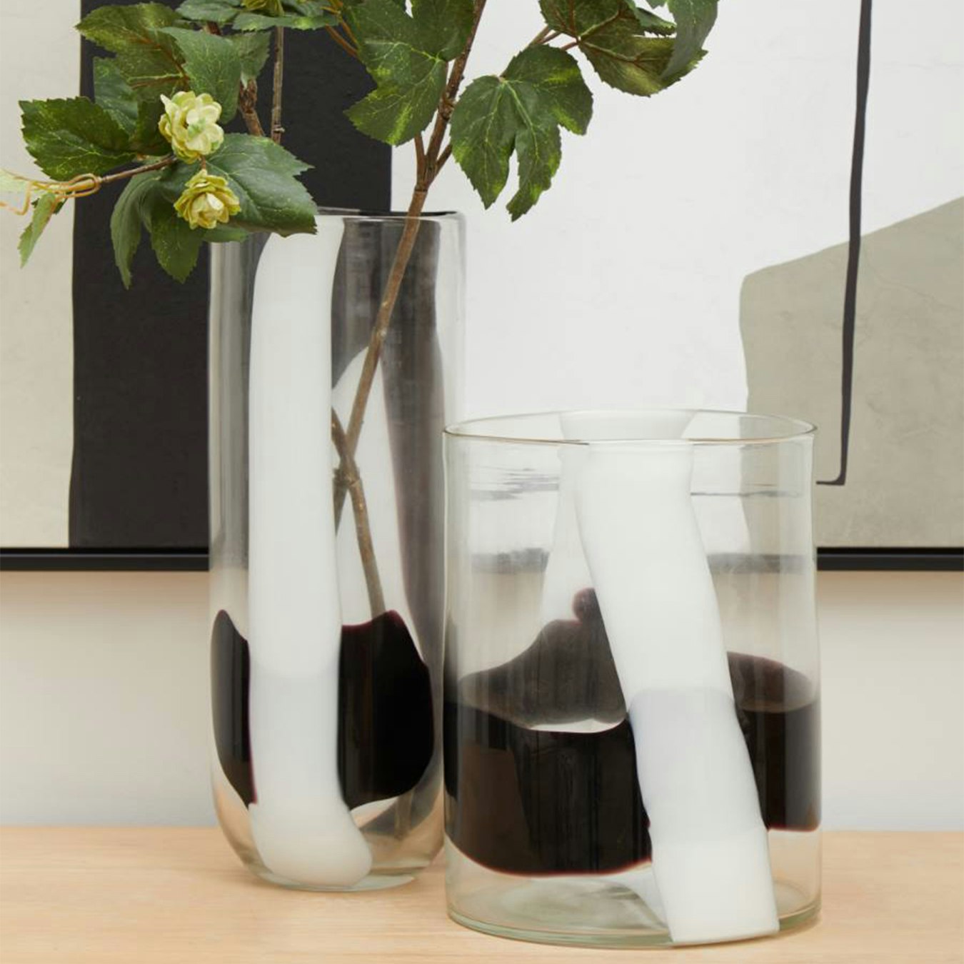 Hania Round Glass Vase - Black by Fifty Five South