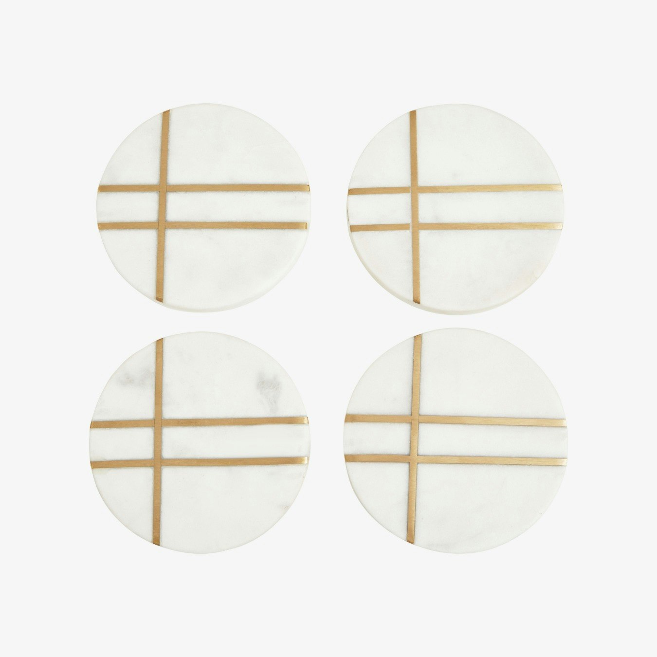 Omari Round Coasters - White Marble / Gold Inlay - Set of 4 by Fifty Five South