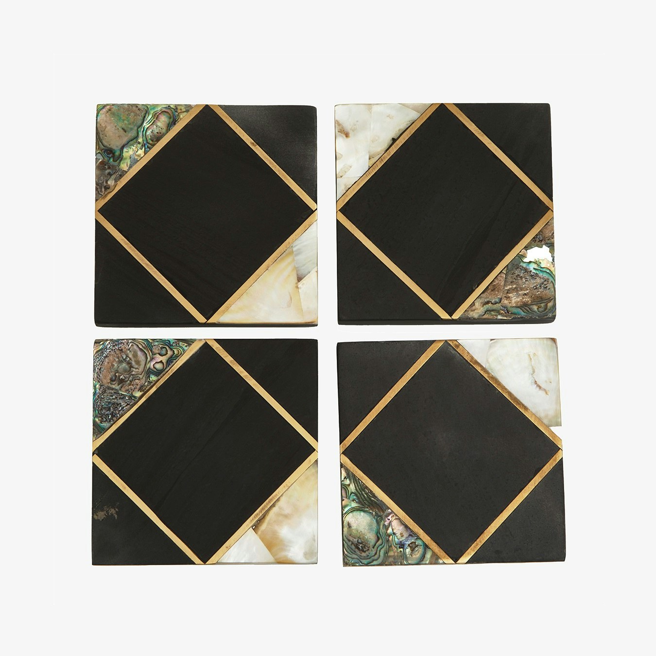Oriana Square Coasters - Black Slate / Gold Inlay - Set of 4 by Fifty Five South