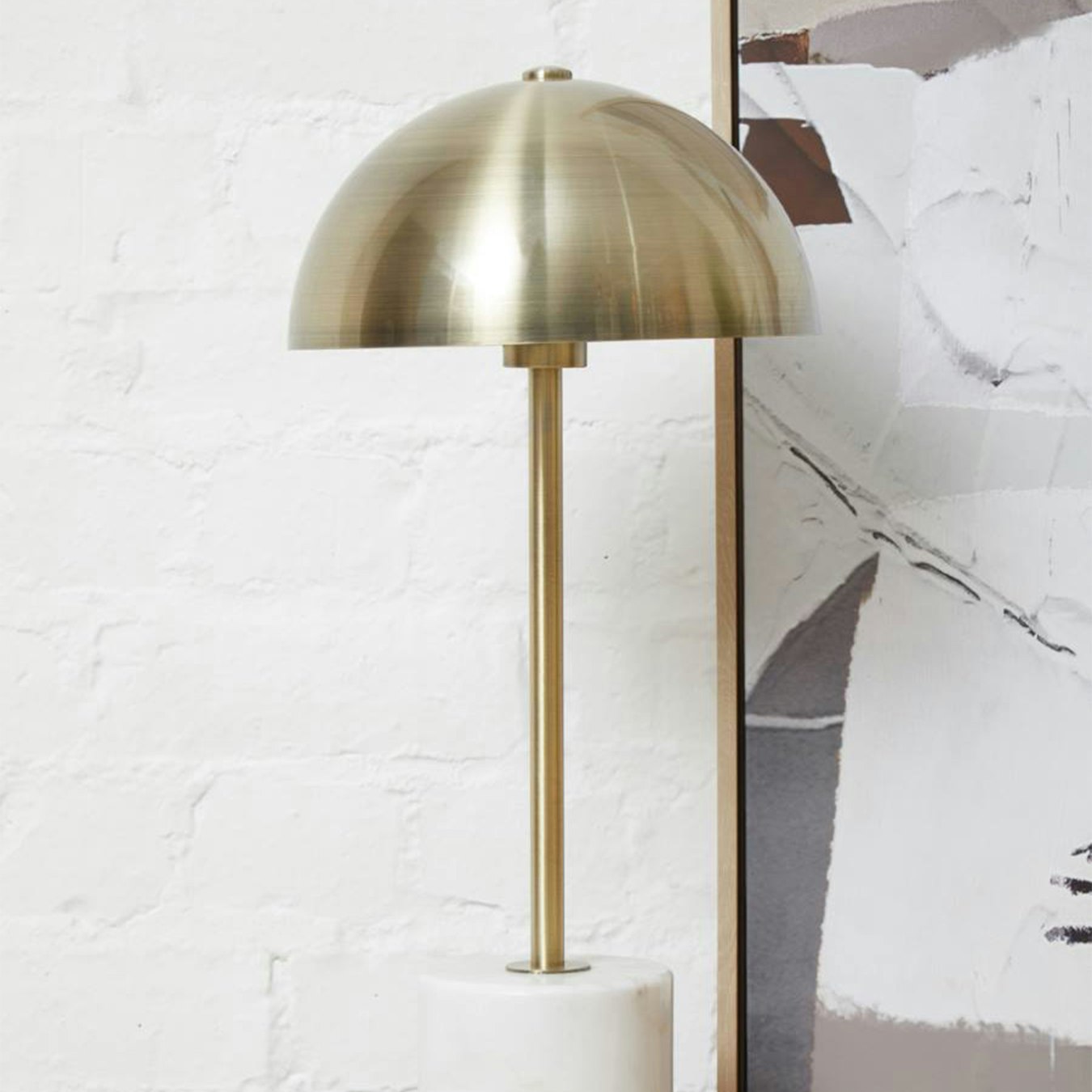 Murdoch Table Lamp - Brushed Brass / White Marble Base by Fifty Five South