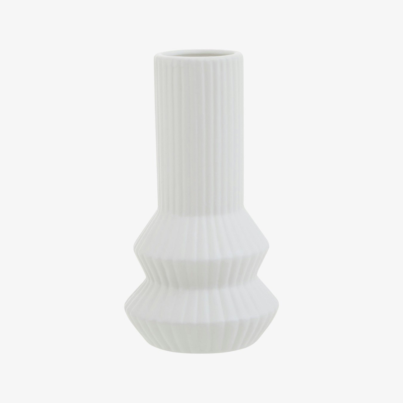 Fabia Ribbed Vase - White by Fifty Five South