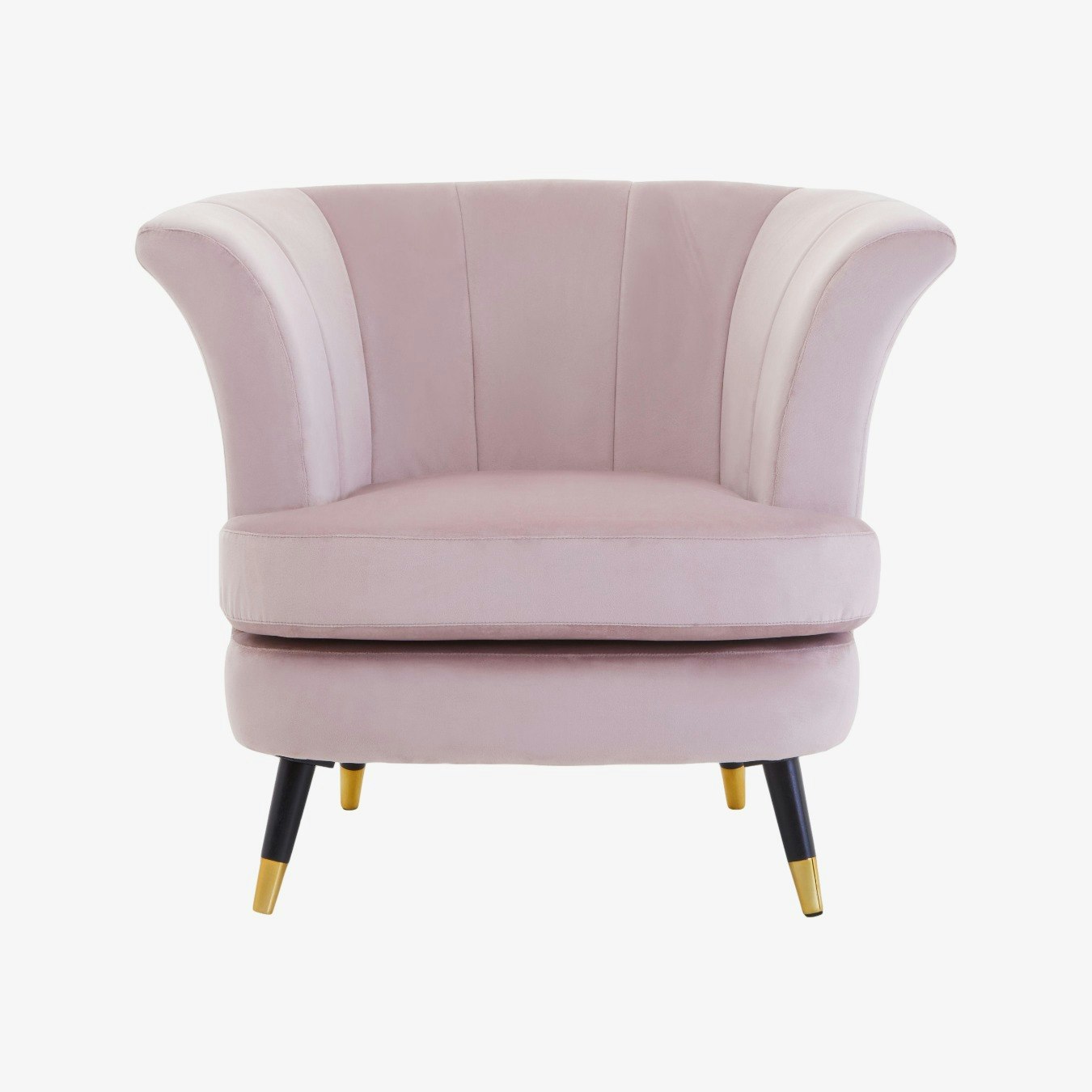 Loretta Velvet Curved Armchair - Dusky Pink / Black / Gold Legs by Fifty Five South