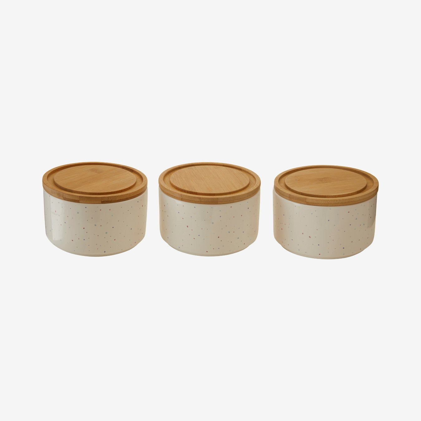 Fenwick Stackable Canisters - Natural - Dolomite / Bamboo - Set of 3 by Fifty Five South