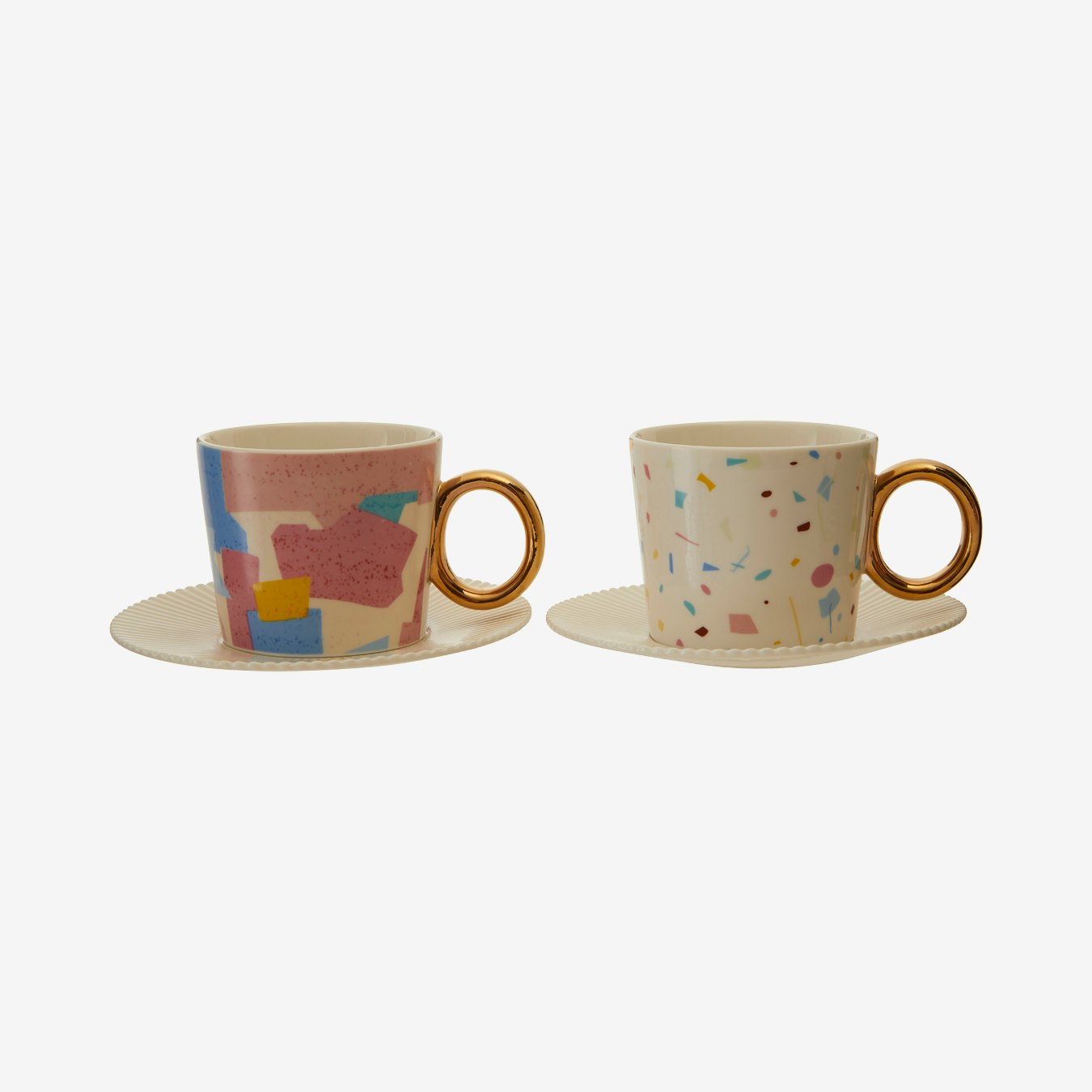 Miami Cups and Saucers - Assorted - New Bone China - Set of 2 by Fifty Five South