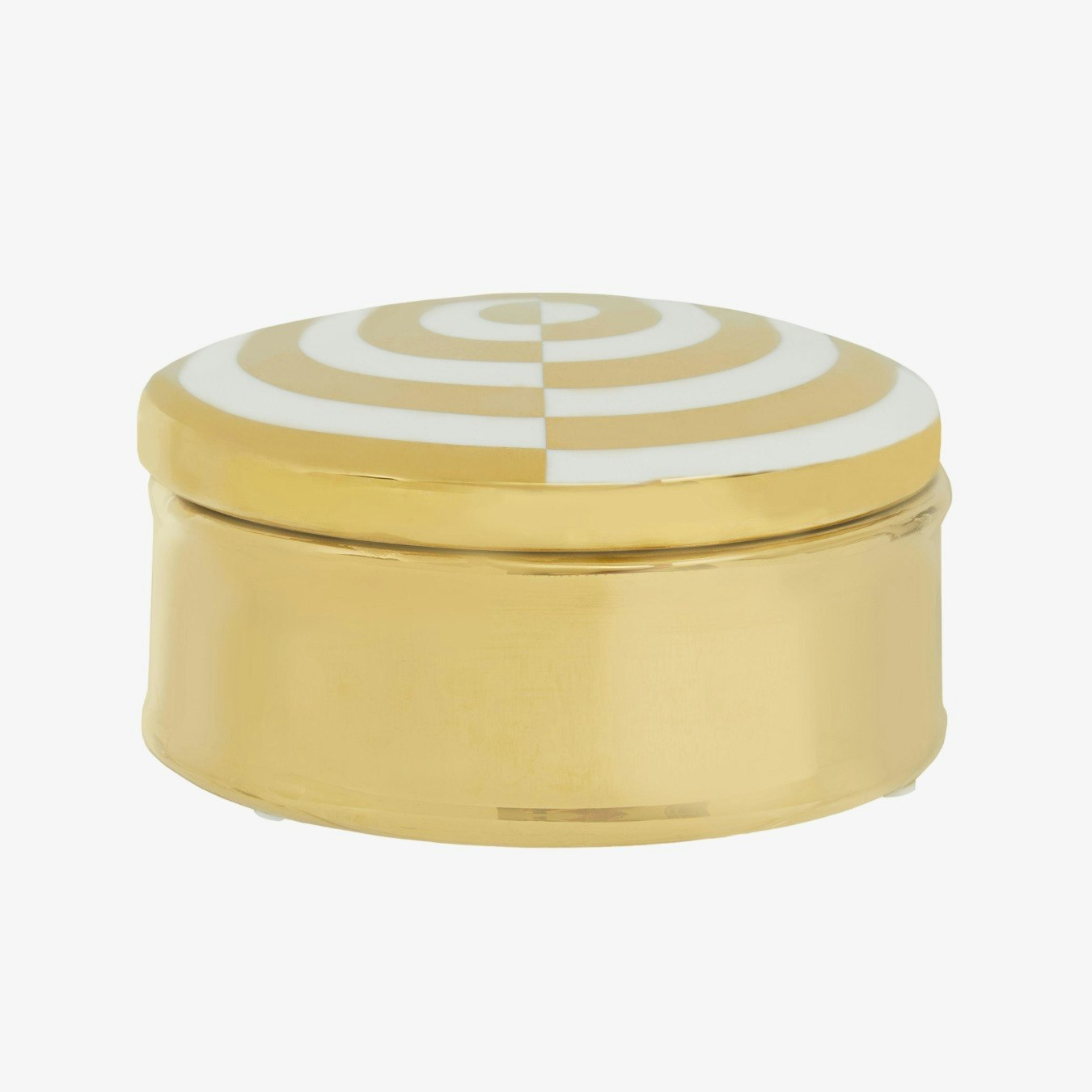 Curva Round Ceramic Trinket Box - White / Gold by Fifty Five South