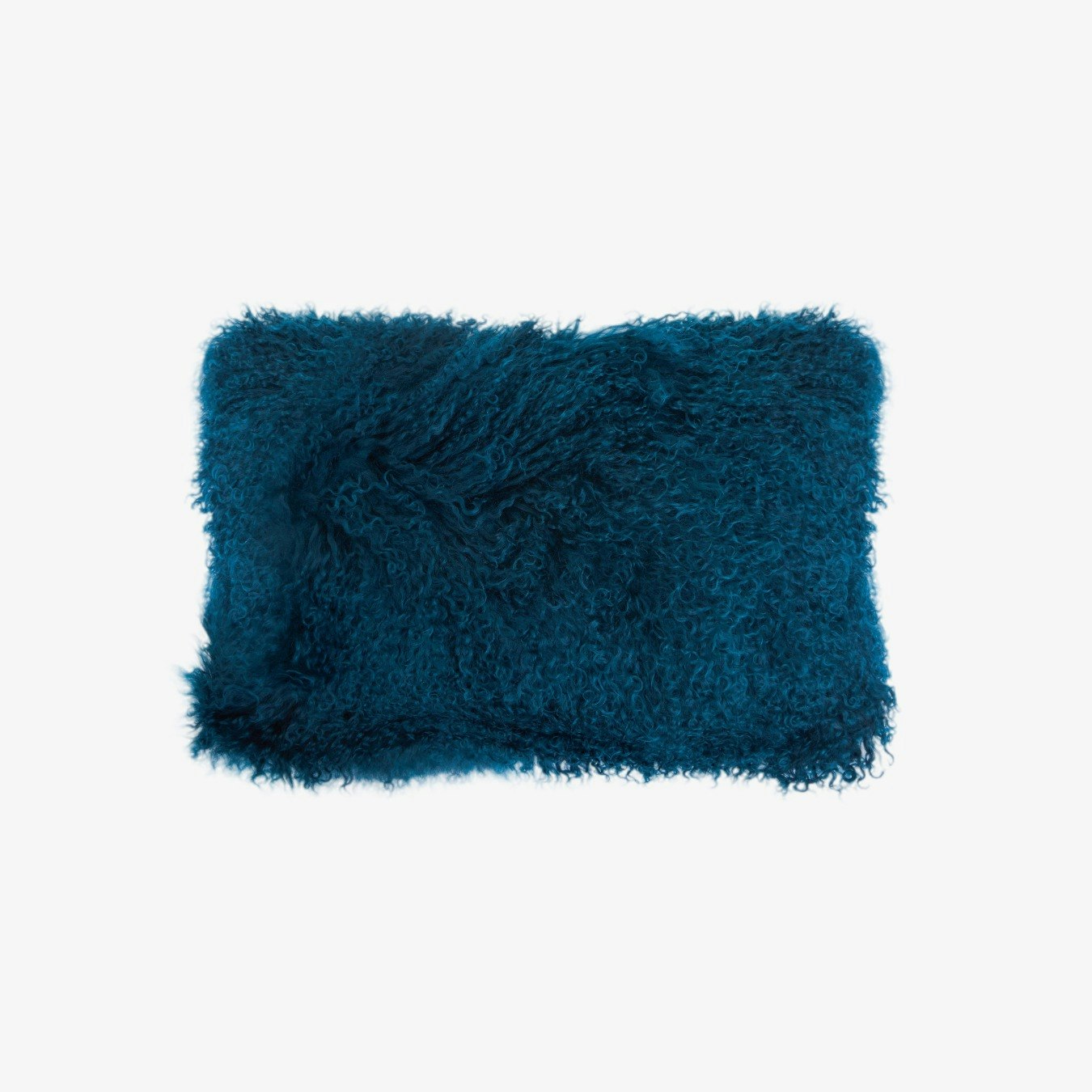 Bosie Mongolian Lamb Fur Rectangle Cushion - Teal by Fifty Five South