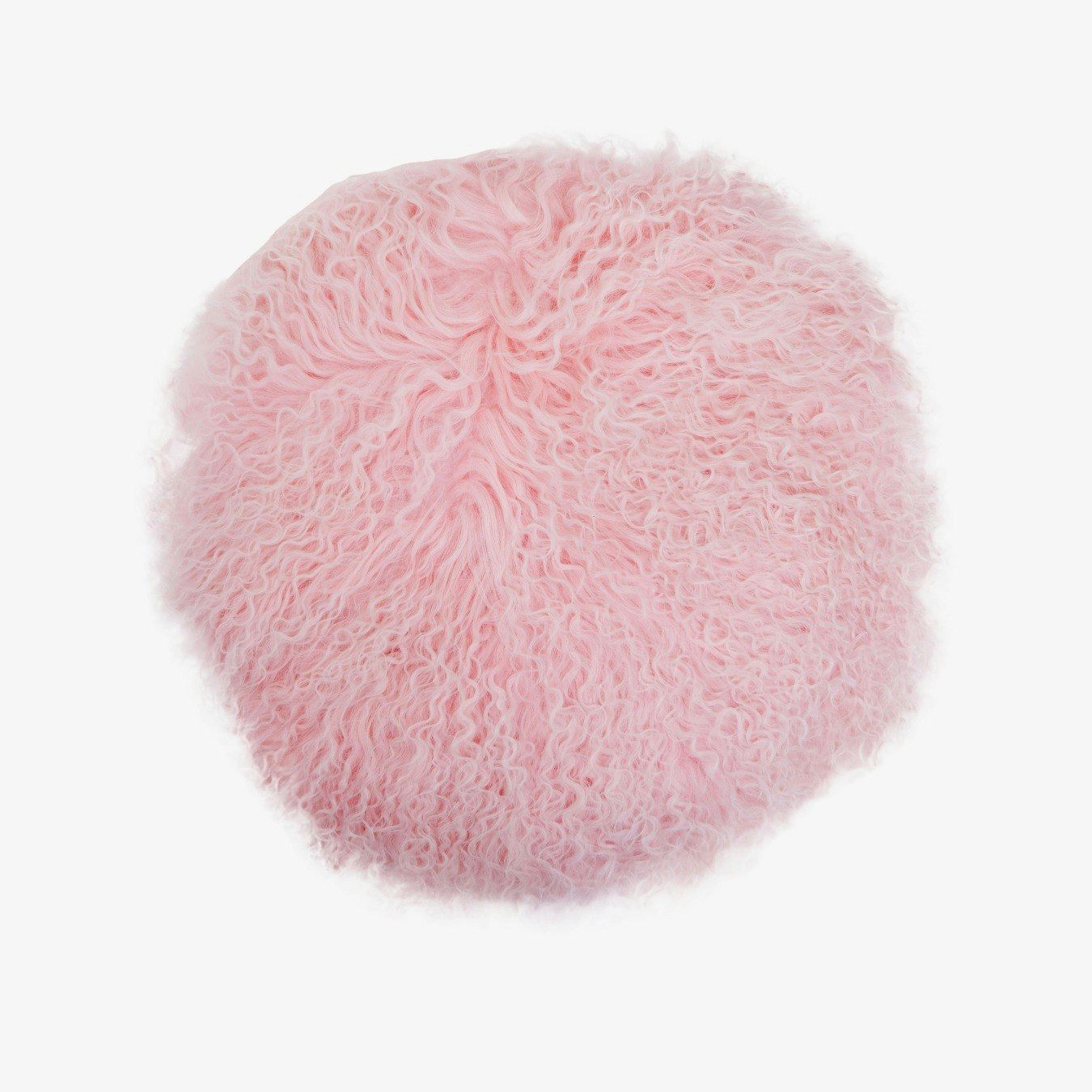 Bosie Round Mongolian Lamb Fur Cushion - Pink by Fifty Five South