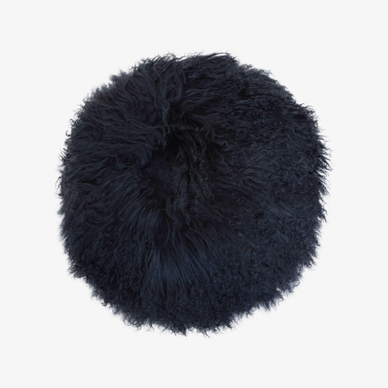 Bosie Round Mongolian Lamb Fur Cushion - Black by Fifty Five South