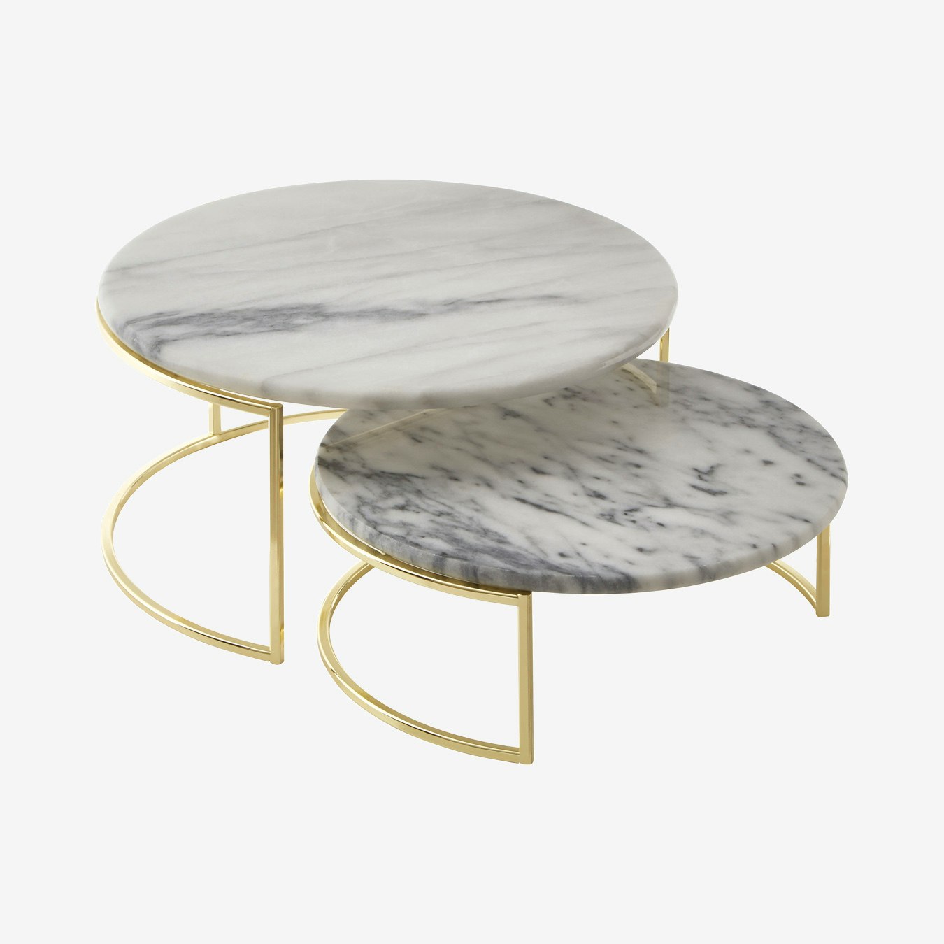 Cake Stands - White - Marble / Brass - Set of 2 by Fifty Five South