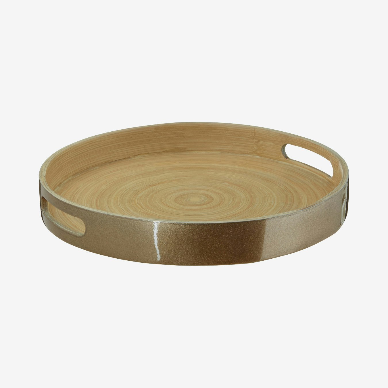 Kyoto Serving Round Tray - Metallic Gold - Spun Bamboo by Fifty Five South