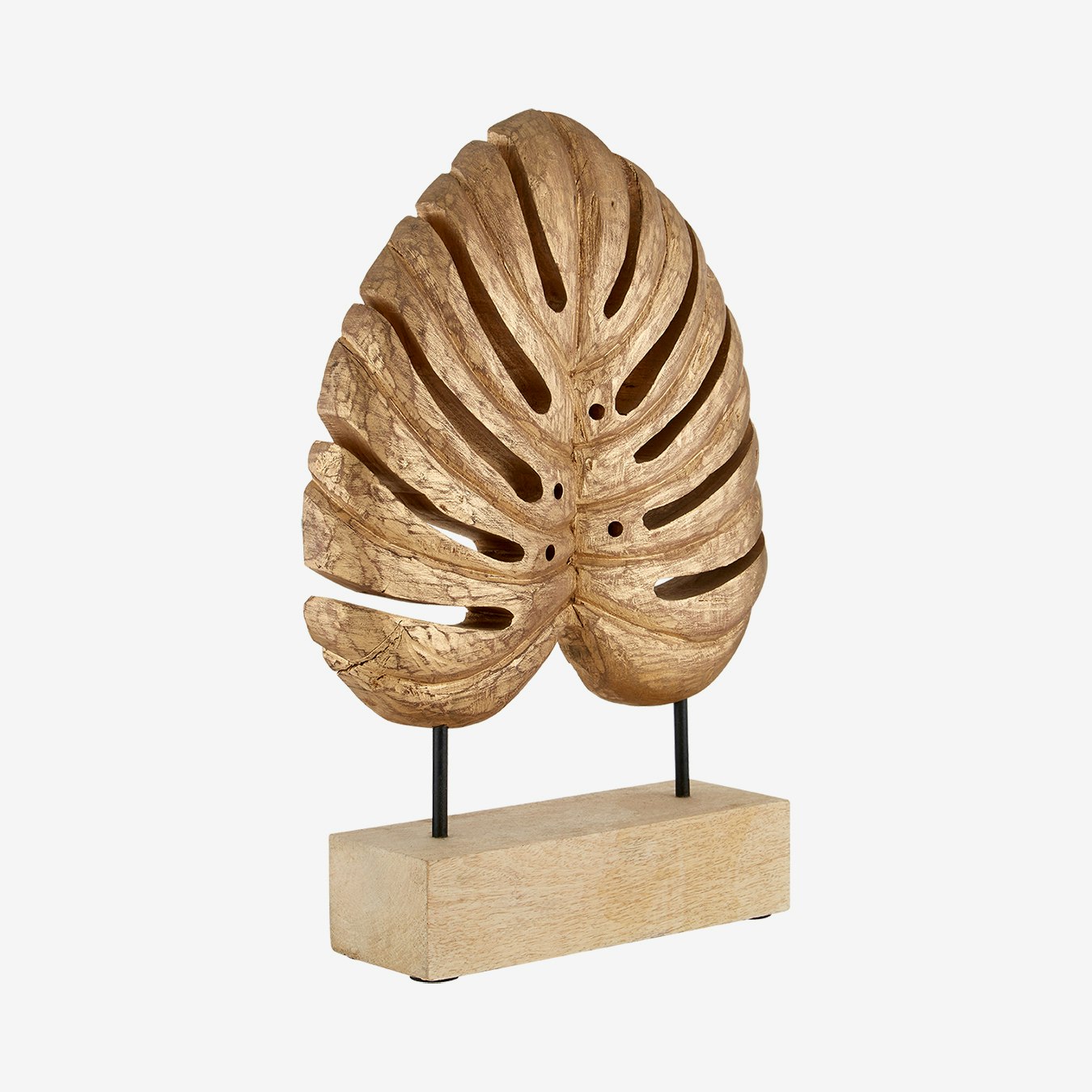 Leaf Sculpture - Gold - Iron / Mango Wood by Fifty Five South