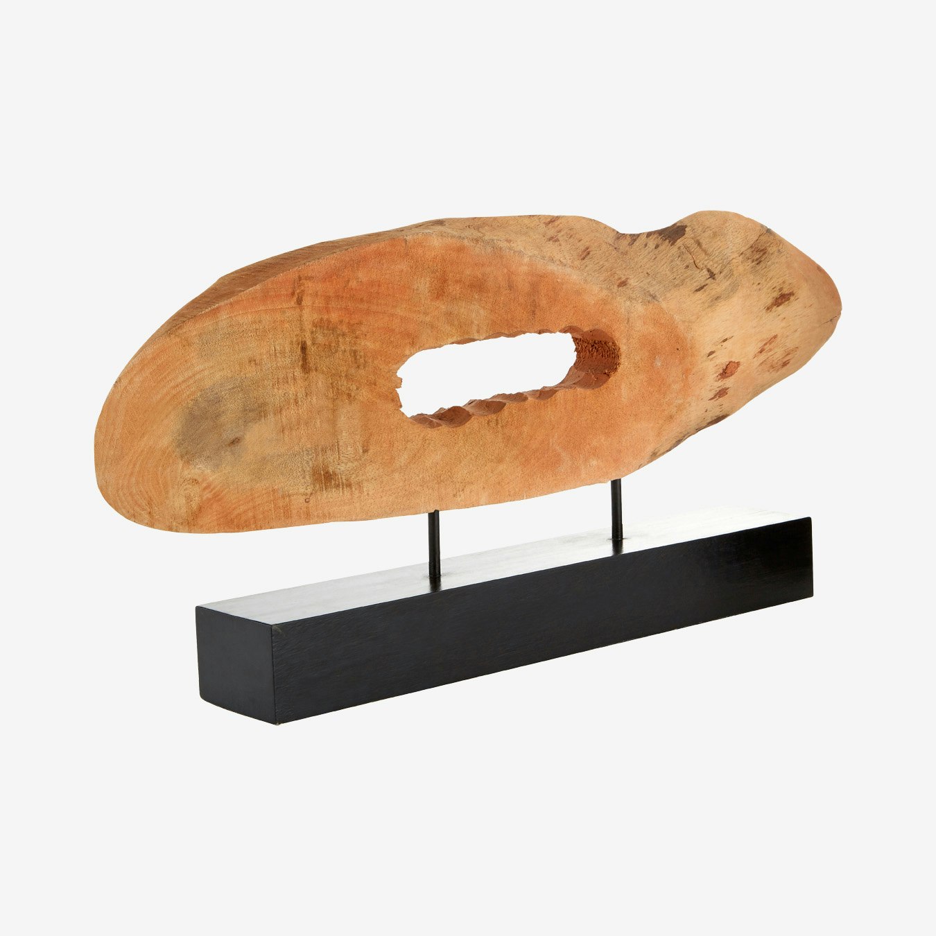 Log Sculpture on Stand - Brown - Iron / Mango Wood by Fifty Five South