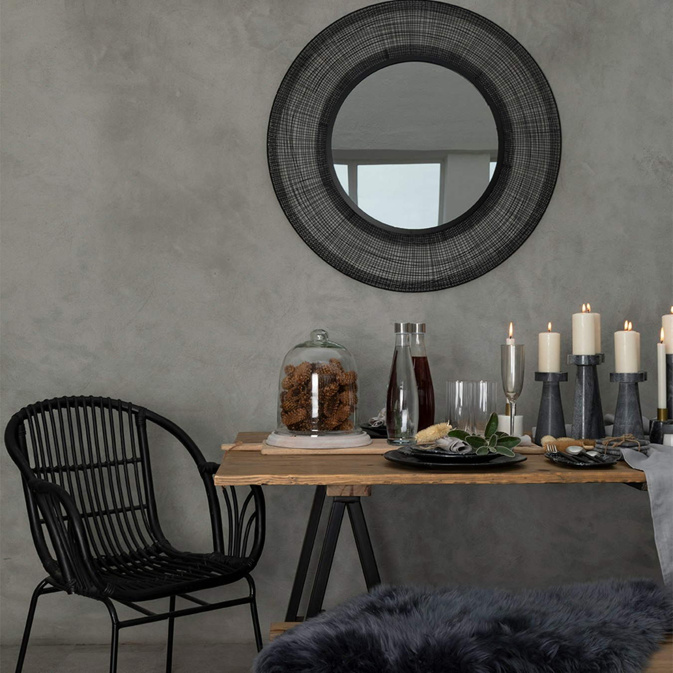 Jain Decorative Dome - Grey - Mango Wood / Glass by Fifty Five South