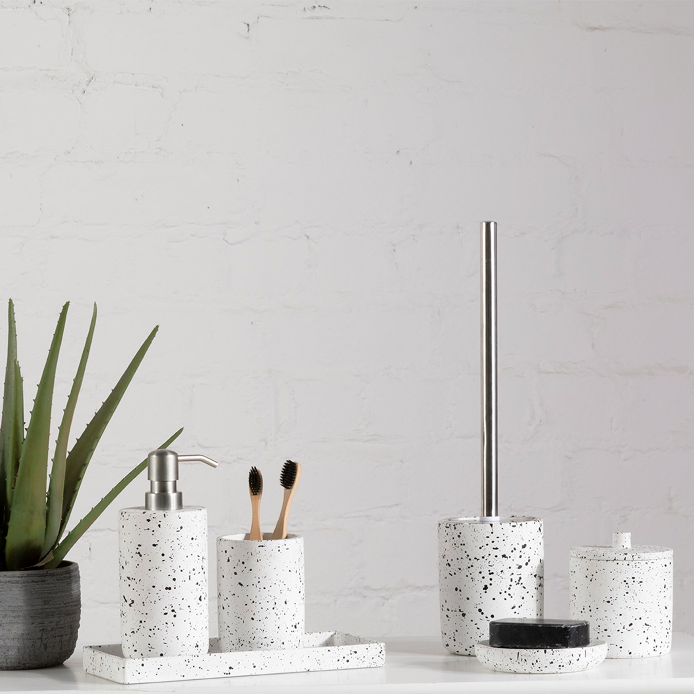 Gozo Terrazzo Dispenser - White - Concrete by Fifty Five South