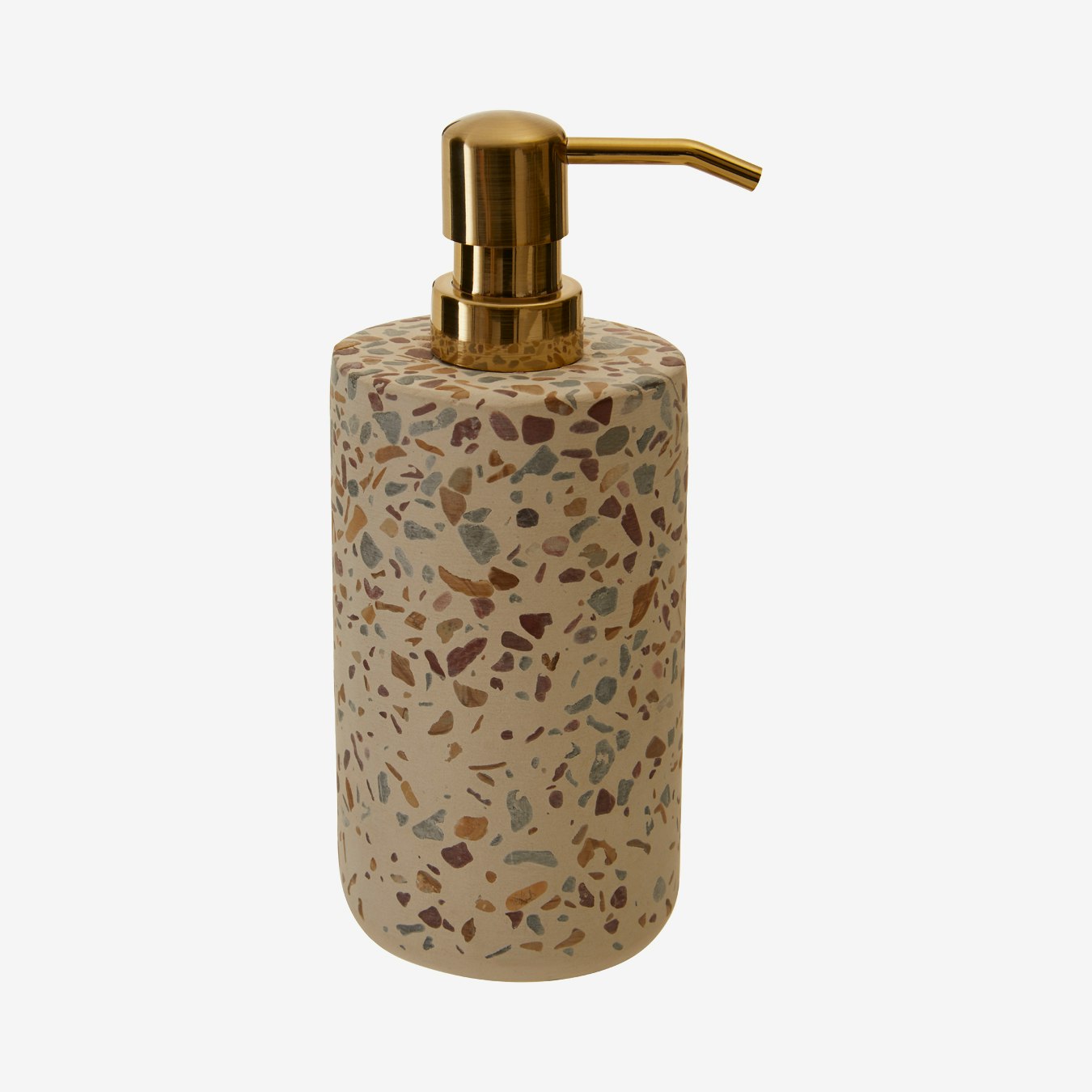 Gozo Terrazzo Lotion Dispenser - White / Gold - Concrete by Fifty Five South